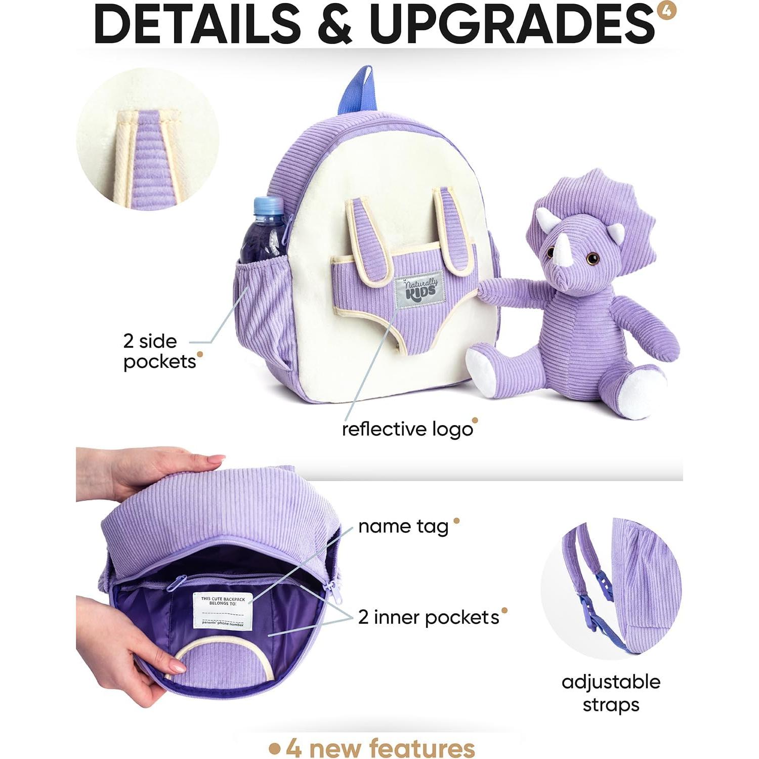 Mochila Triceratops Naturally KIDS para Niñas 2-5 Años