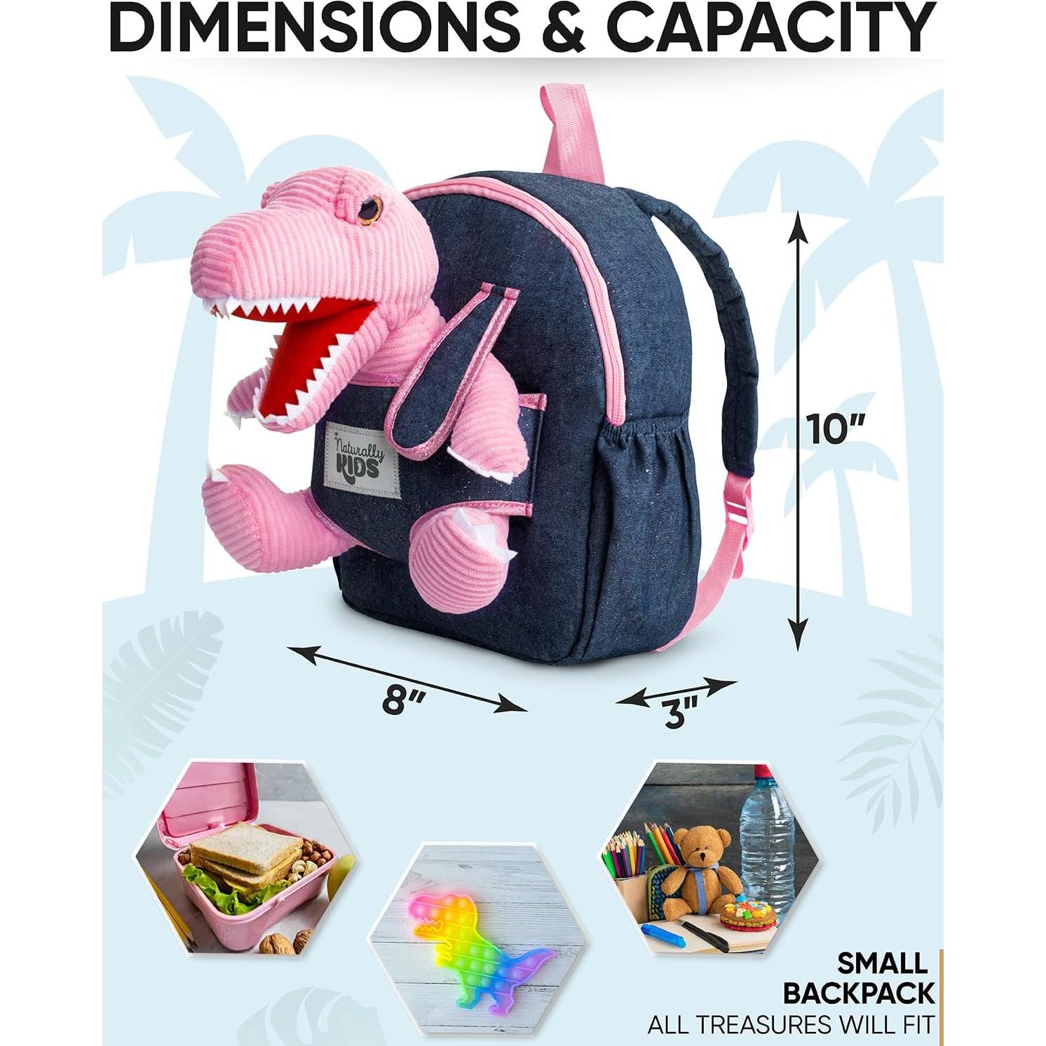 Mochila Dinosaurio Rosa Naturally KIDS para Niñas 2-5 Años