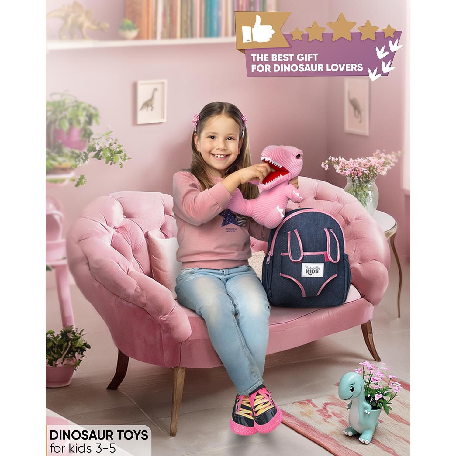 Mochila Dinosaurio Rosa Naturally KIDS para Niñas 2-5 Años