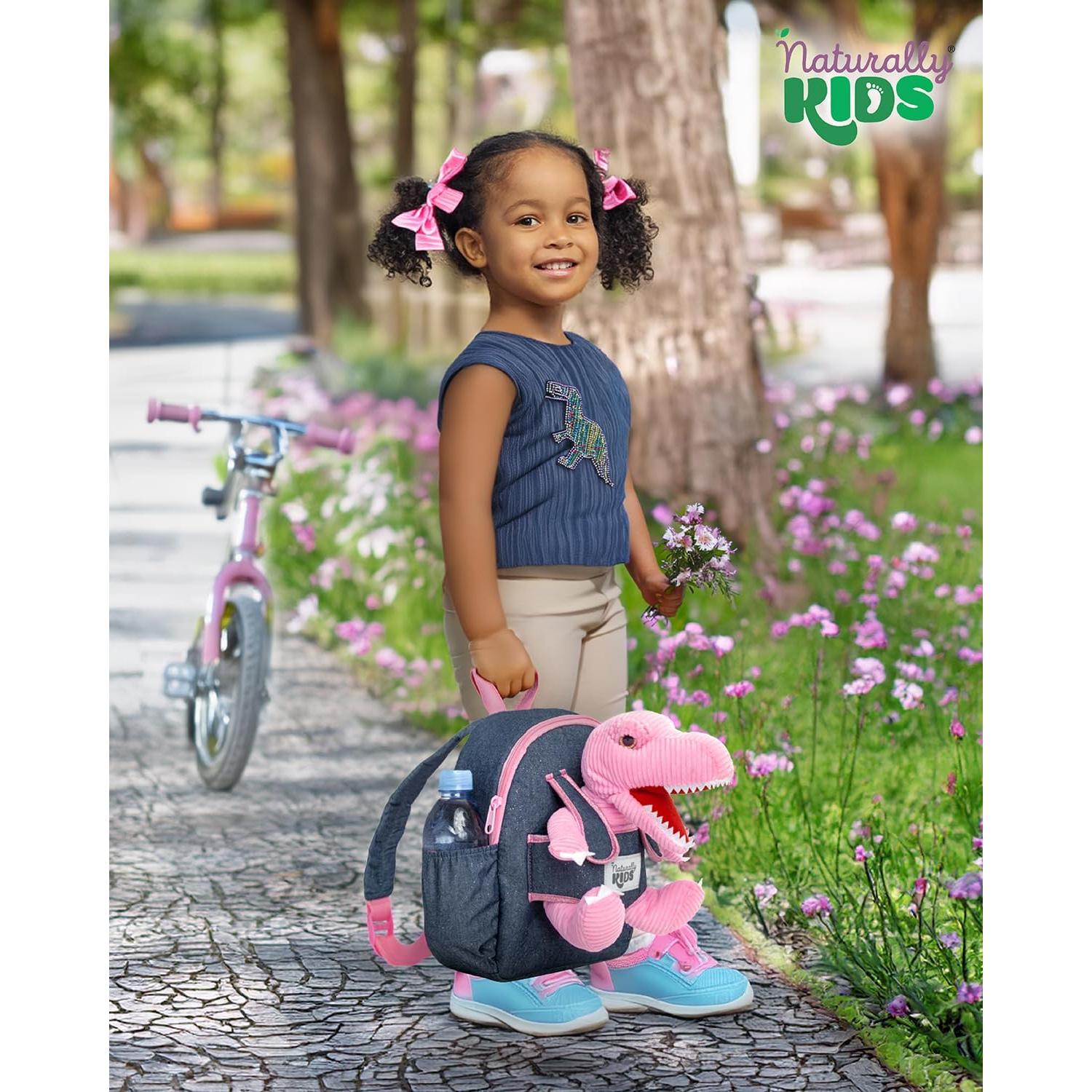 Mochila Dinosaurio Rosa Naturally KIDS para Niñas 2-5 Años