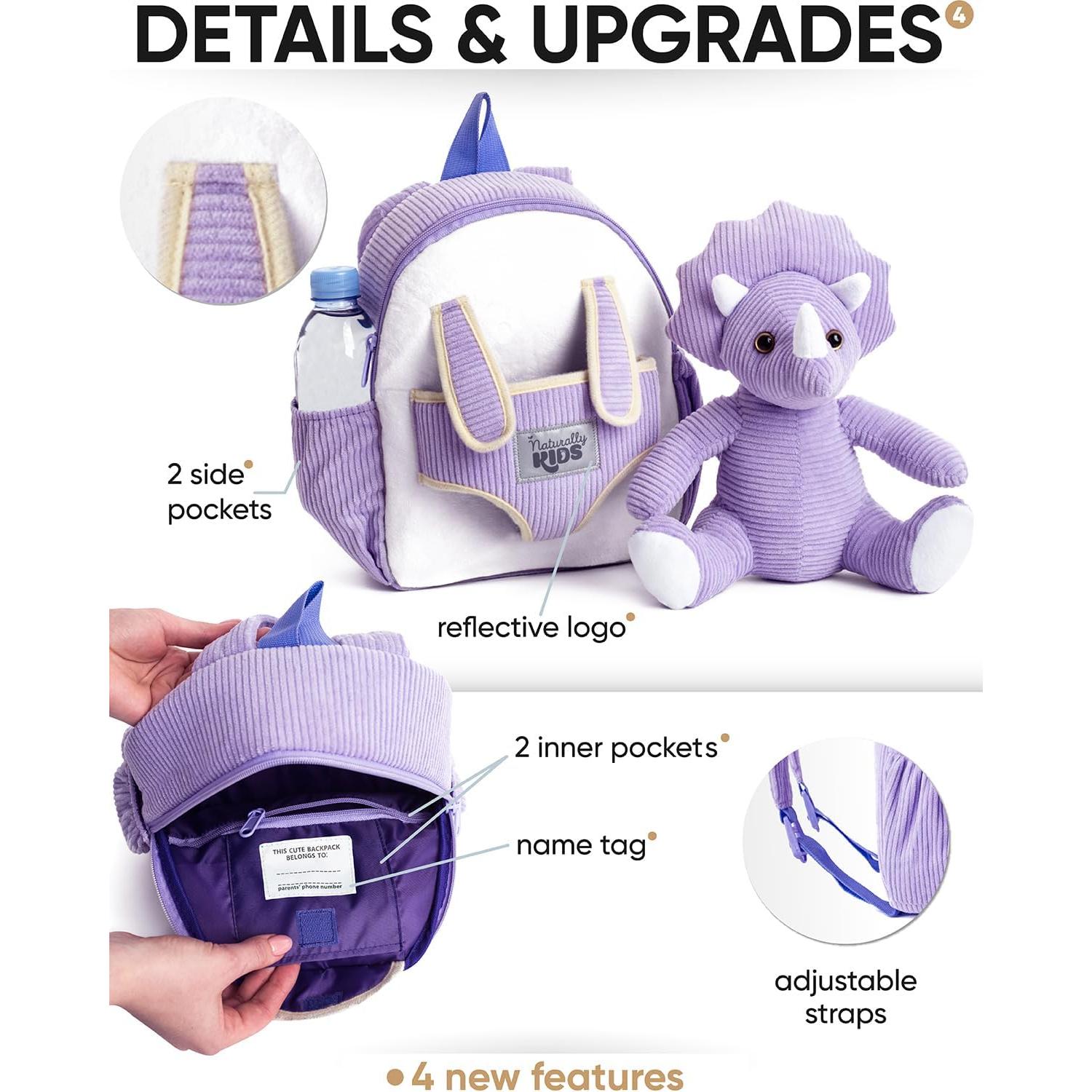 Mochila Dinosaurio Triceratops Naturally KIDS 25x20 cm