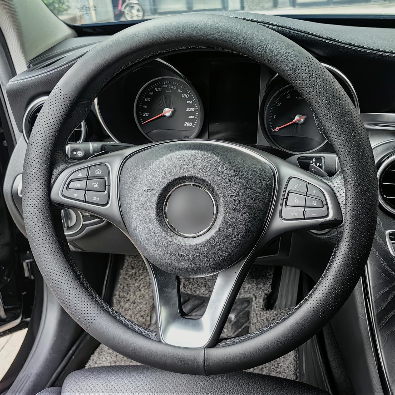 Cubierta de Volante XHRING para Audi 37-38 cm Cuero Negro