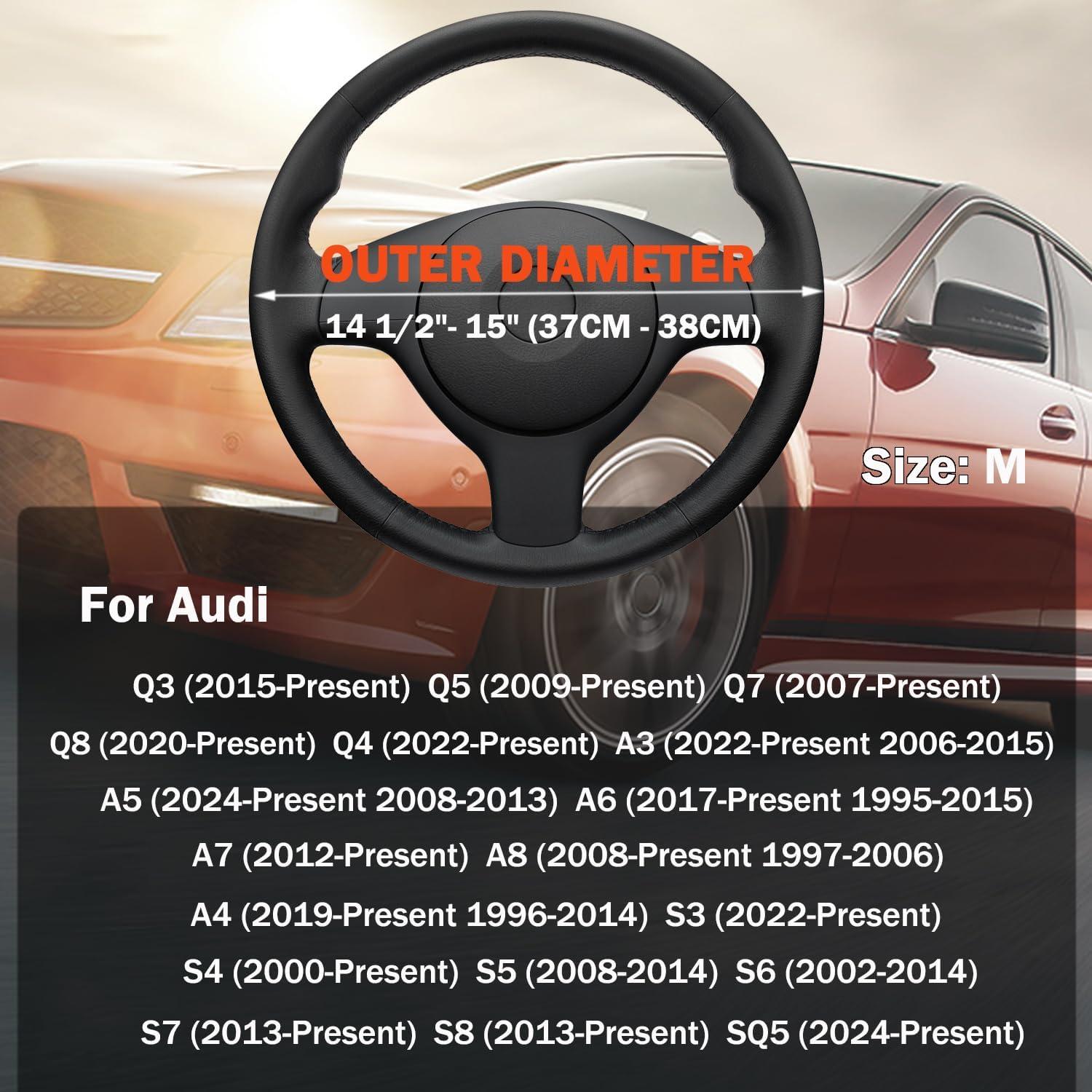 Cubierta de Volante XHRING para Audi 37-38 cm Cuero Negro