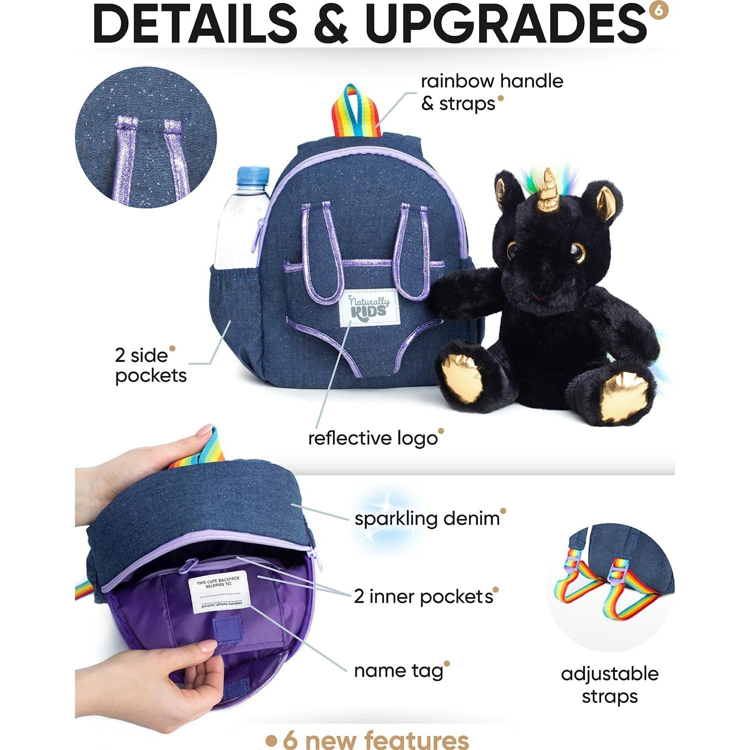 Mochila Unicornio Negro Naturally KIDS 25x20 cm para Niños