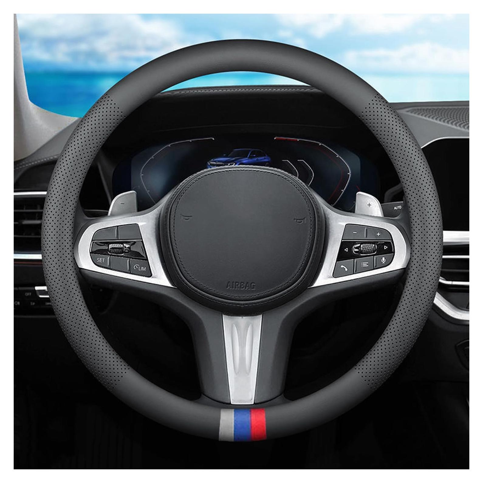 Cubierta de Volante XHRING para BMW 37-38 cm Cuero Antideslizante