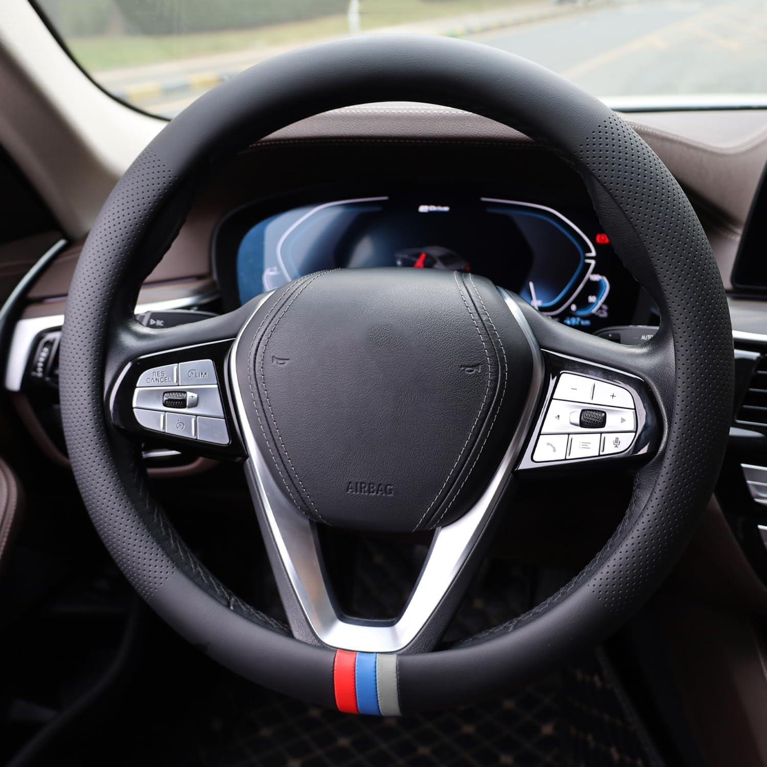 Cubierta de Volante XHRING para BMW 37-38 cm Cuero Antideslizante