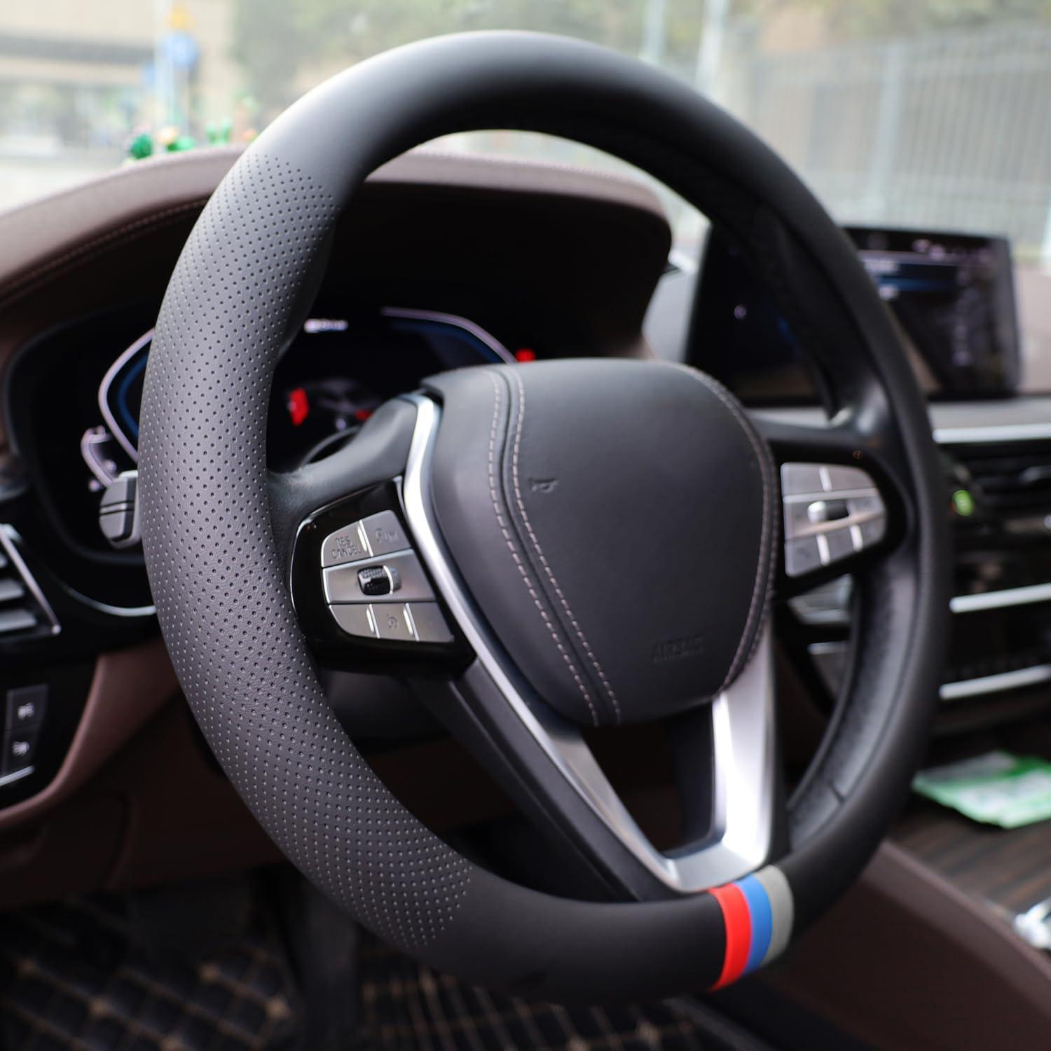 Cubierta de Volante XHRING para BMW 37-38 cm Cuero Antideslizante