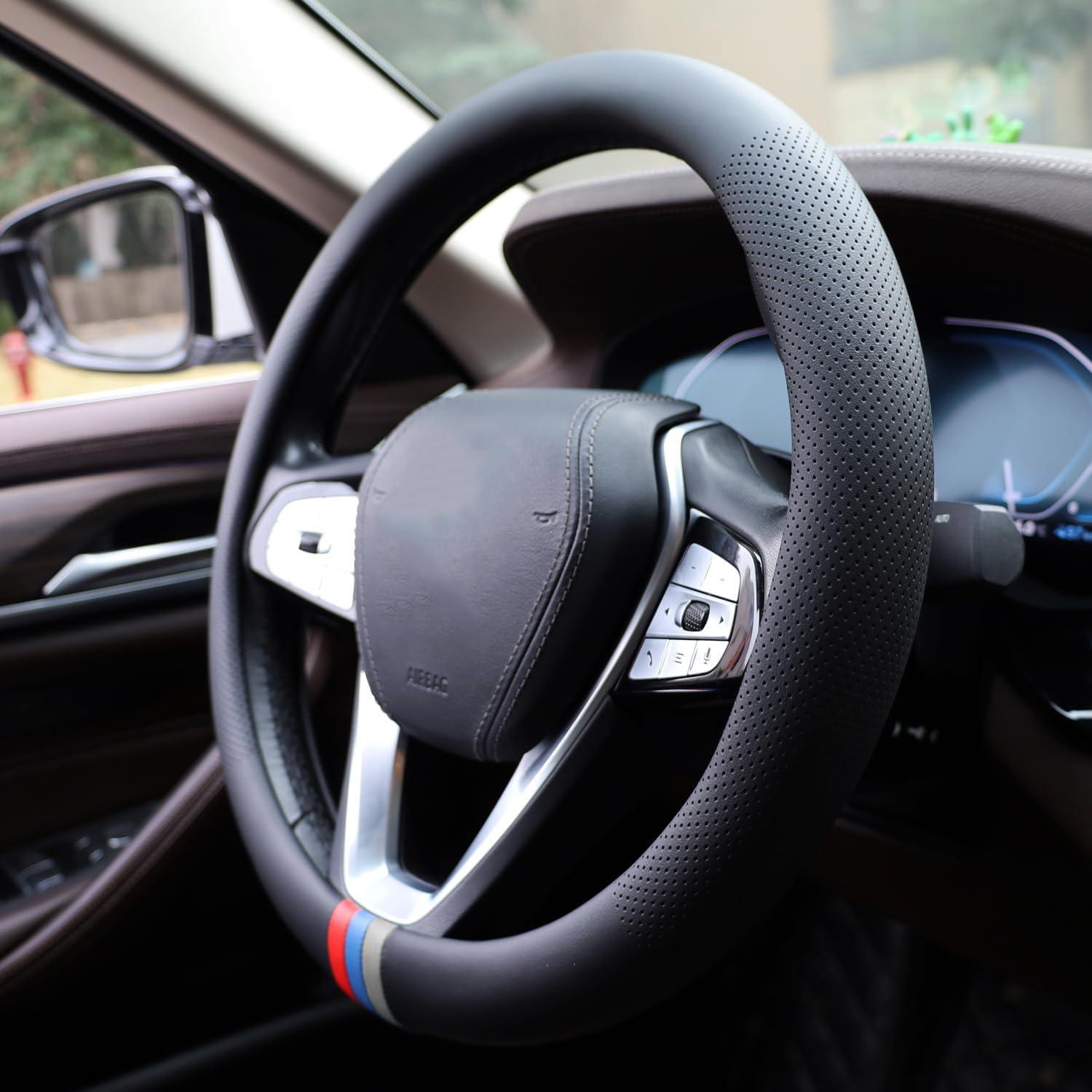 Cubierta de Volante XHRING para BMW 37-38 cm Cuero Antideslizante