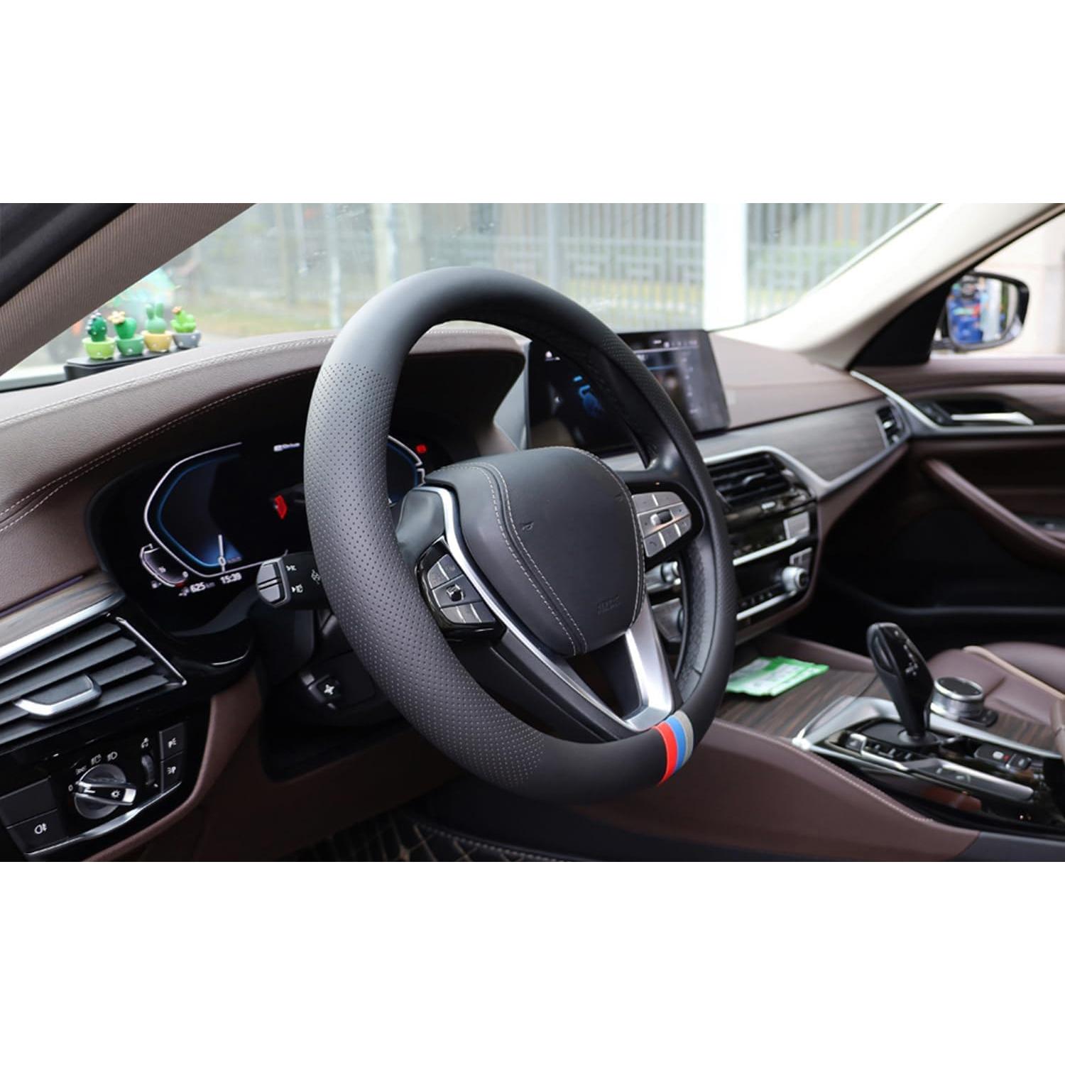 Cubierta de Volante XHRING para BMW 37-38 cm Cuero Antideslizante