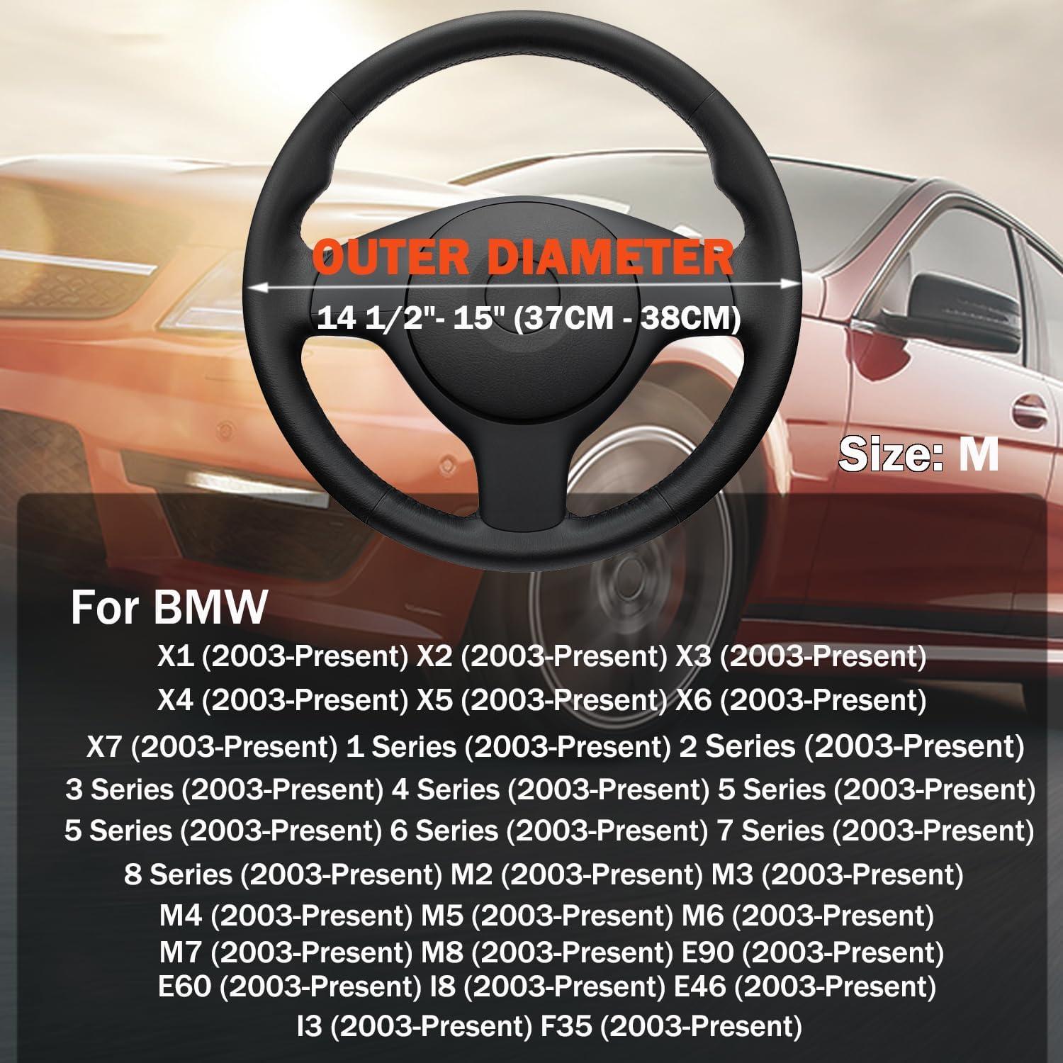 Cubierta de Volante XHRING para BMW 37-38 cm Cuero Antideslizante