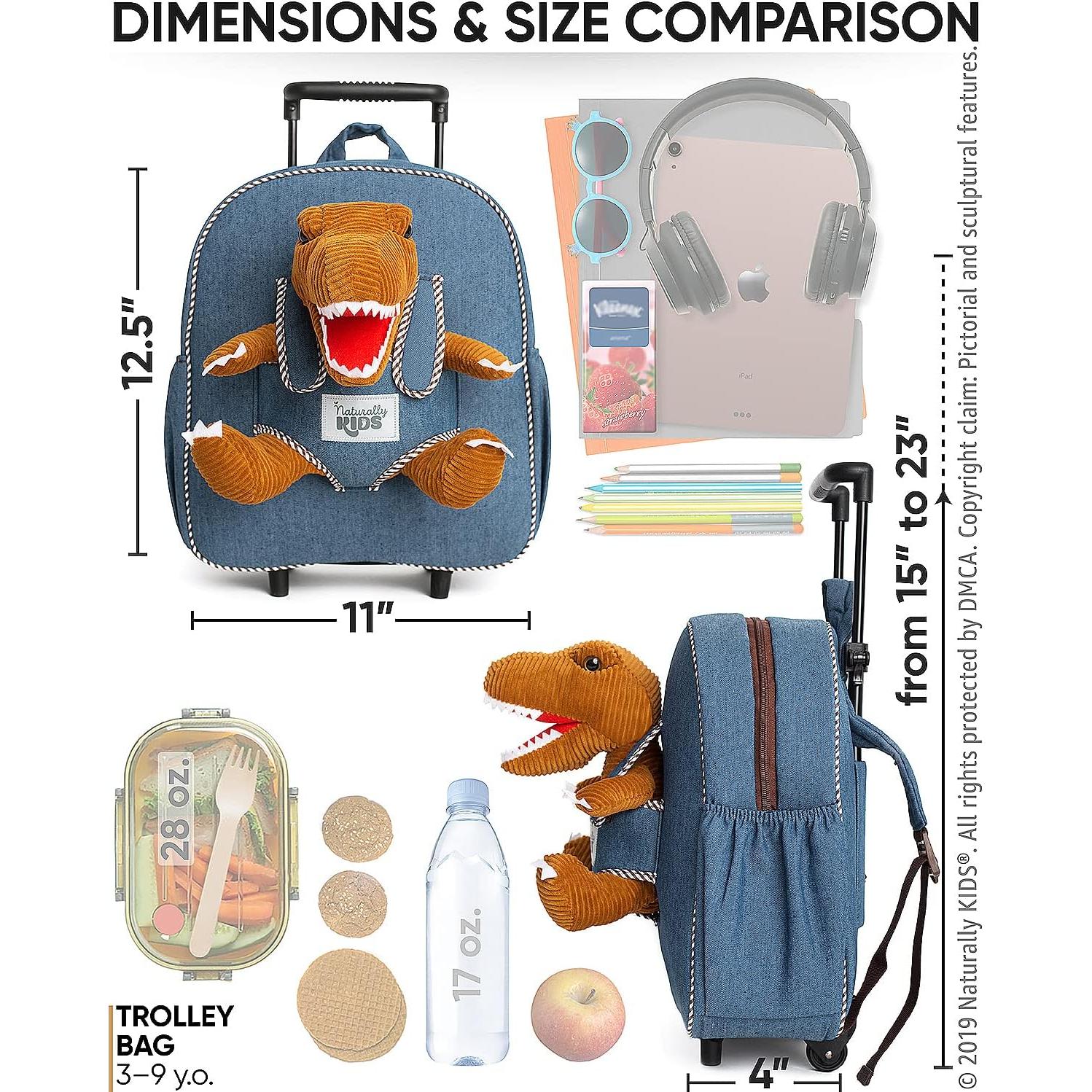 Mochila Rodante Dinosaurio Naturally KIDS 31.75x27.94cm