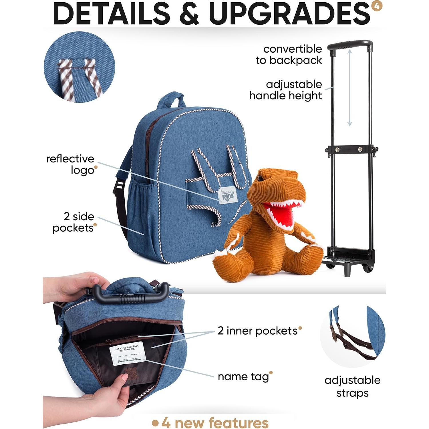 Mochila Rodante Dinosaurio Naturally KIDS 31.75x27.94cm