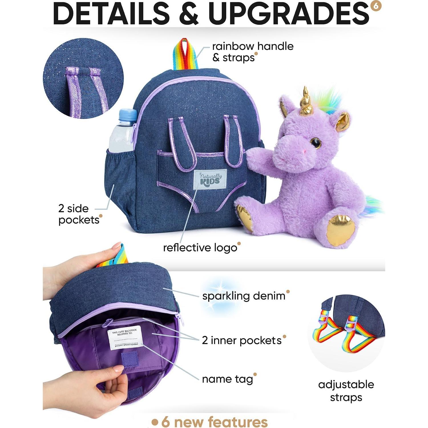 Mochila Unicornio Morado Naturally KIDS 28 cm para Niños