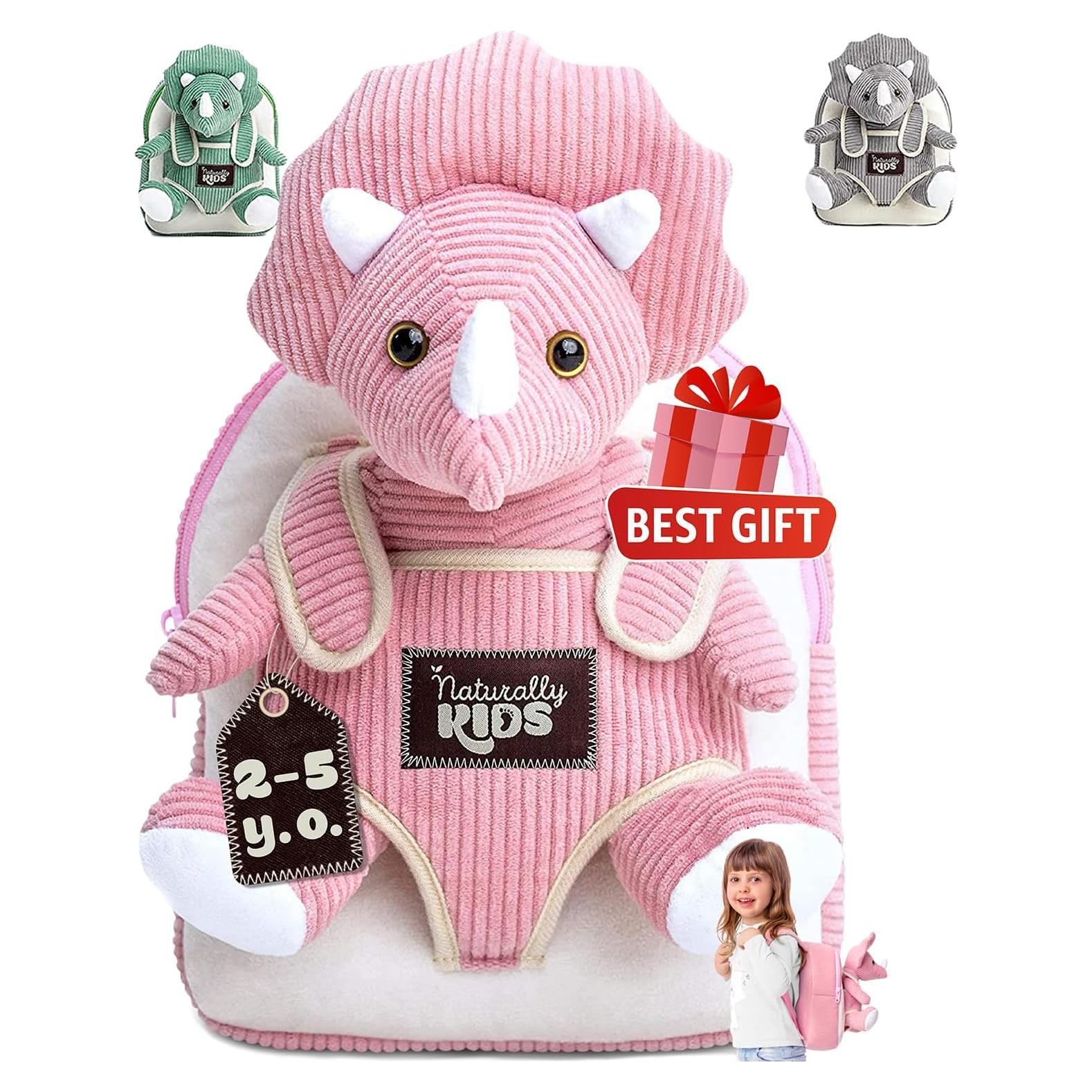 Mochila Triceratops Rosa Naturally KIDS para Niños 2-5 Años