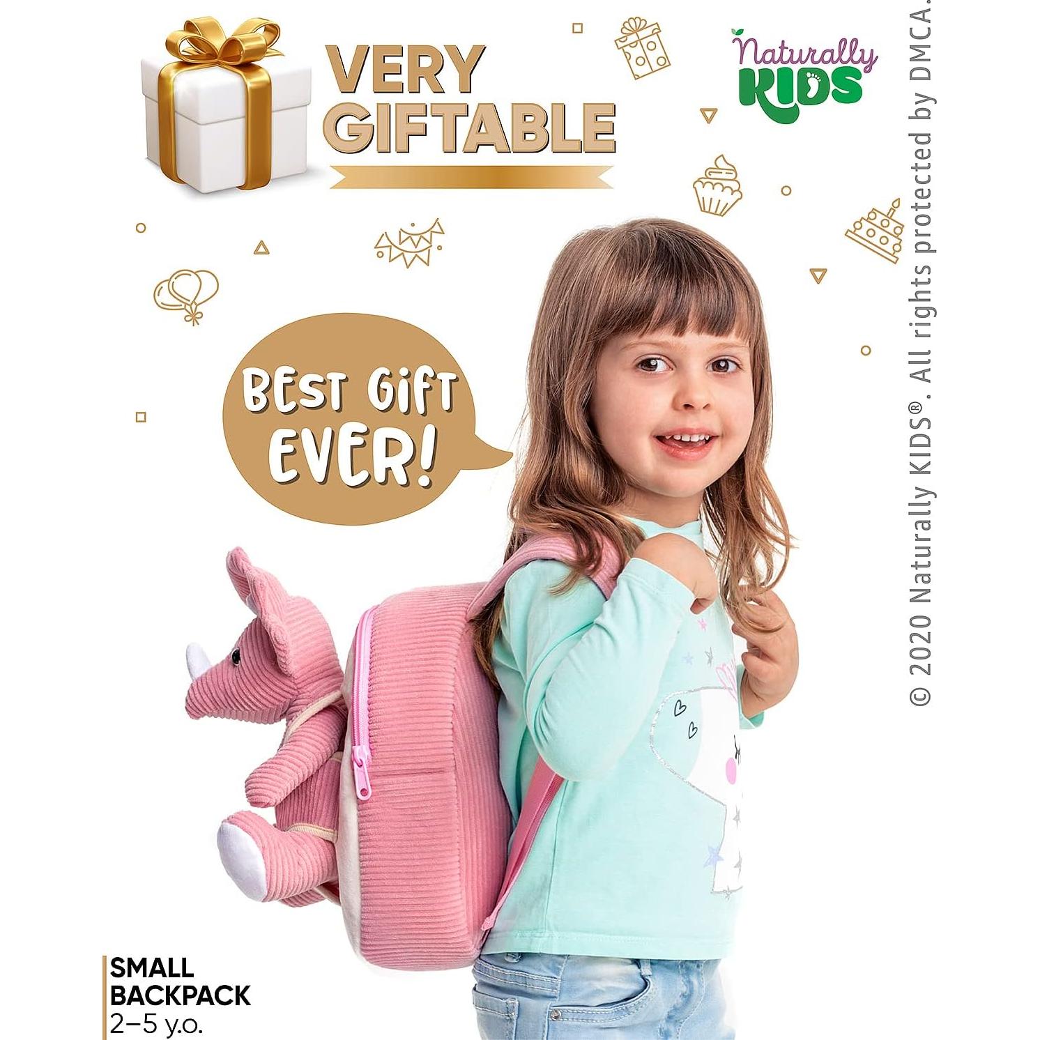 Mochila Triceratops Rosa Naturally KIDS para Niños 2-5 Años