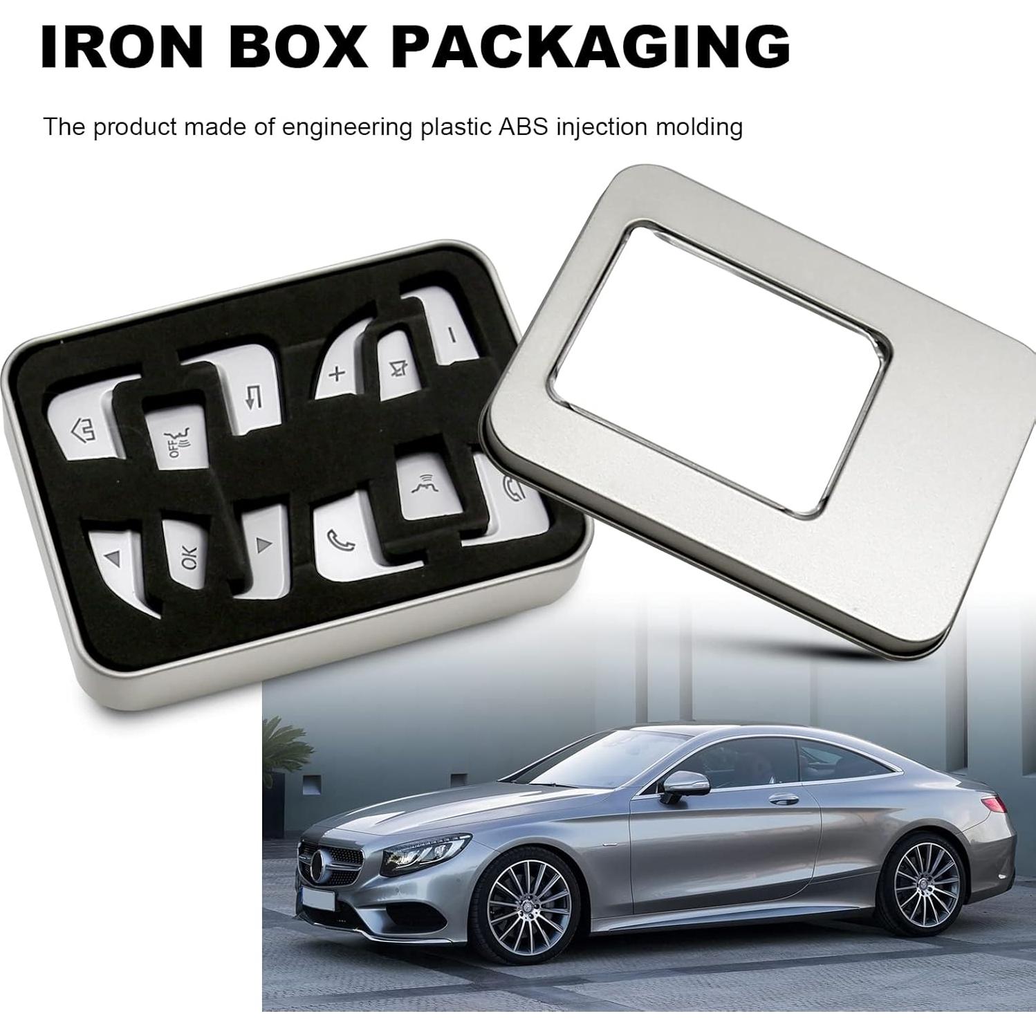 12 Stickers Recubrimiento Botón Volante Vkinman Plata Mercedes