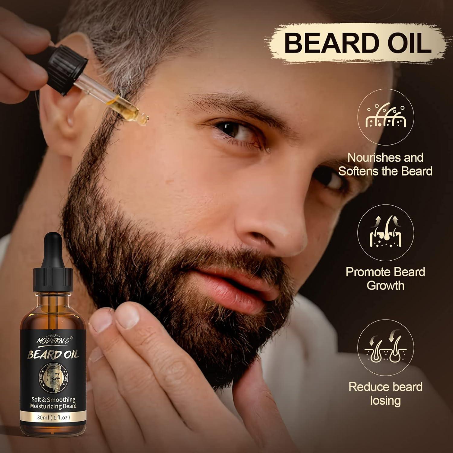 Kit de Cuidado de Barba POP MODERN.C 6 Piezas Aceite Champú