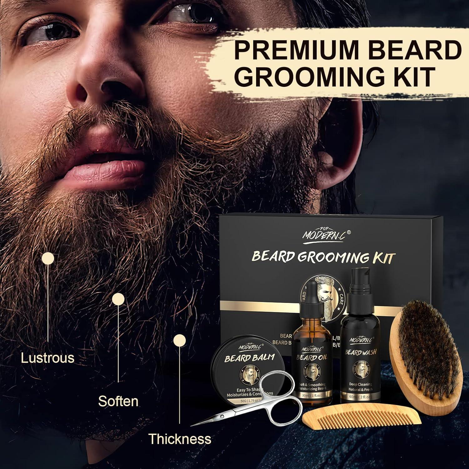 Kit de Cuidado de Barba POP MODERN.C 6 Piezas Aceite Champú