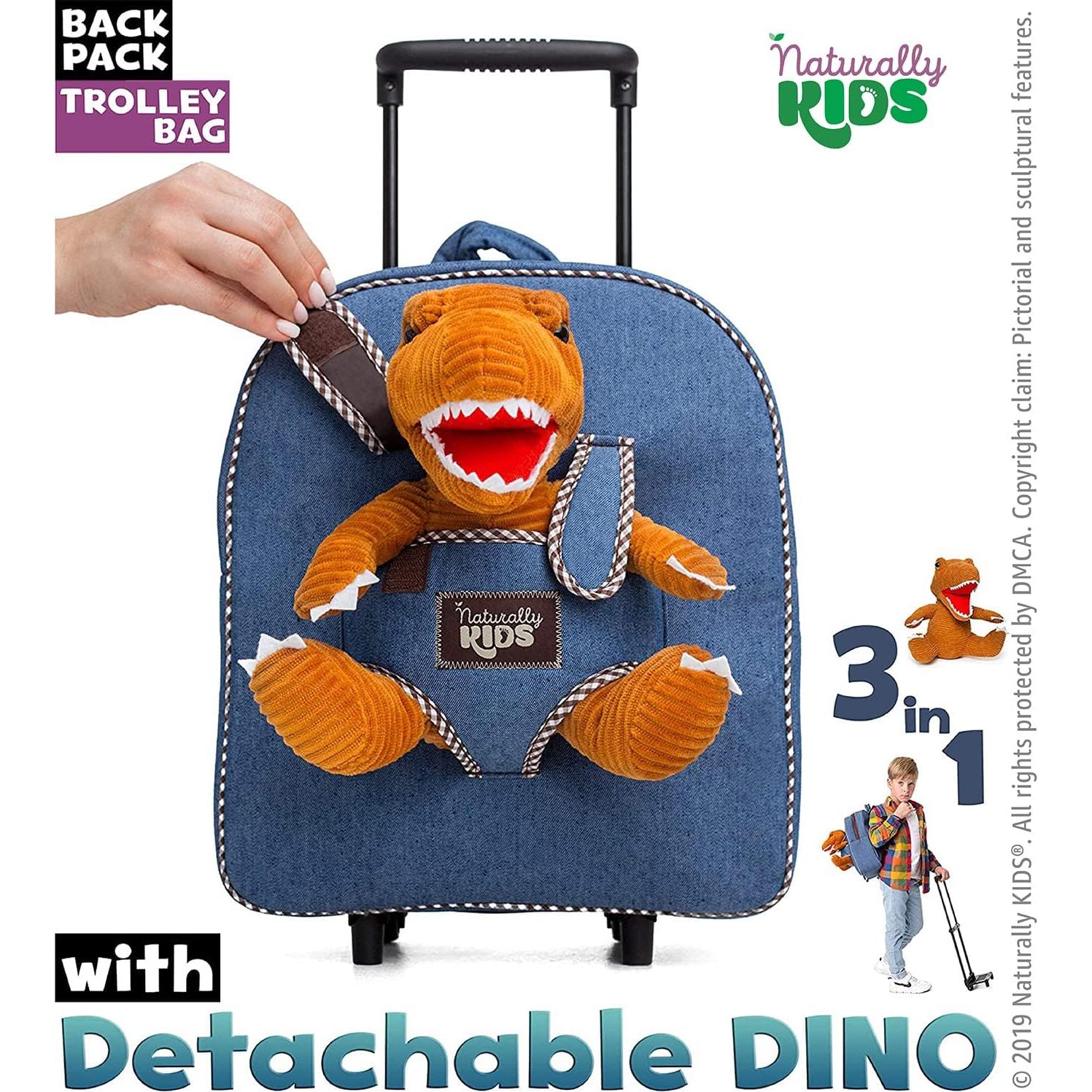Mochila Rodante Dinosaurio Naturally Kids 31.75x27.94cm