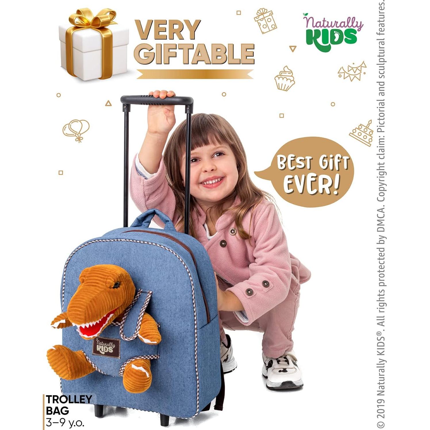 Mochila Rodante Dinosaurio Naturally Kids 31.75x27.94cm