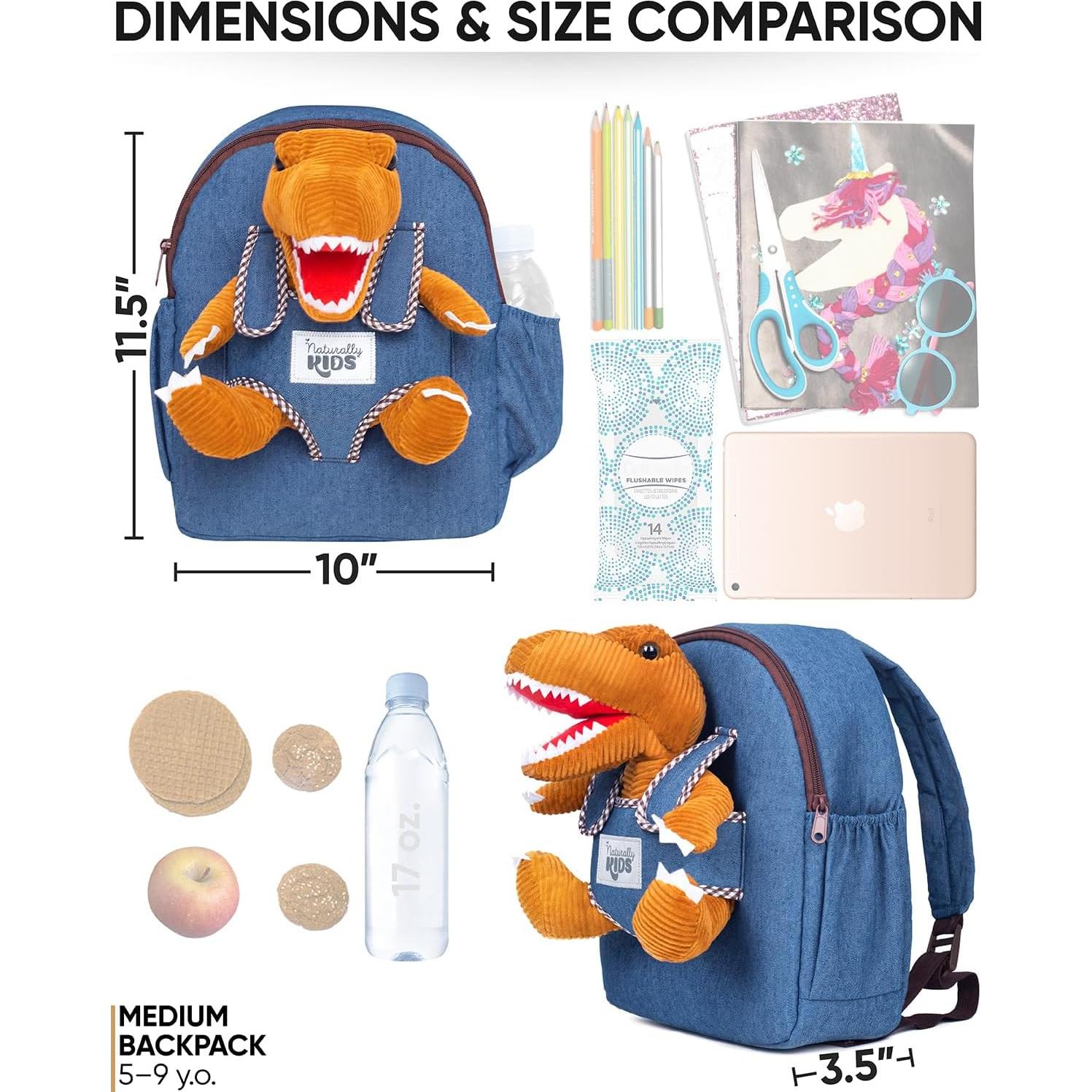 Mochila Dinosaurio Naturally Kids con Juguete 29x25x8 cm