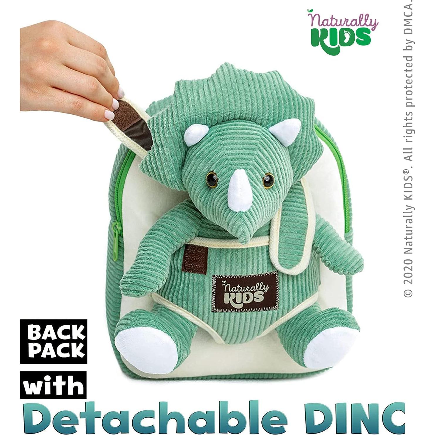 Mochila Dinosaurio Triceratops Verde Naturally KIDS 25 cm