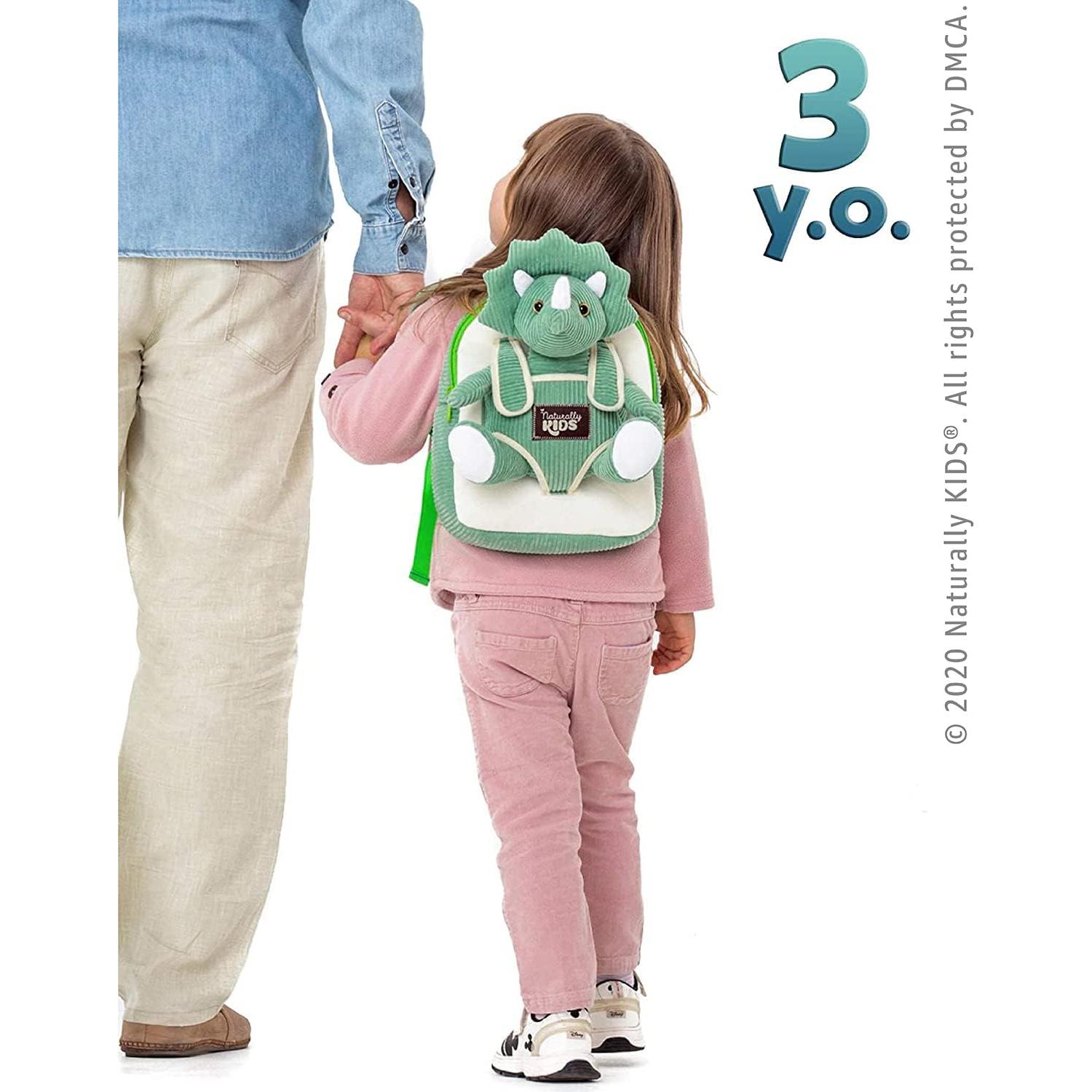 Mochila Dinosaurio Triceratops Verde Naturally KIDS 25 cm
