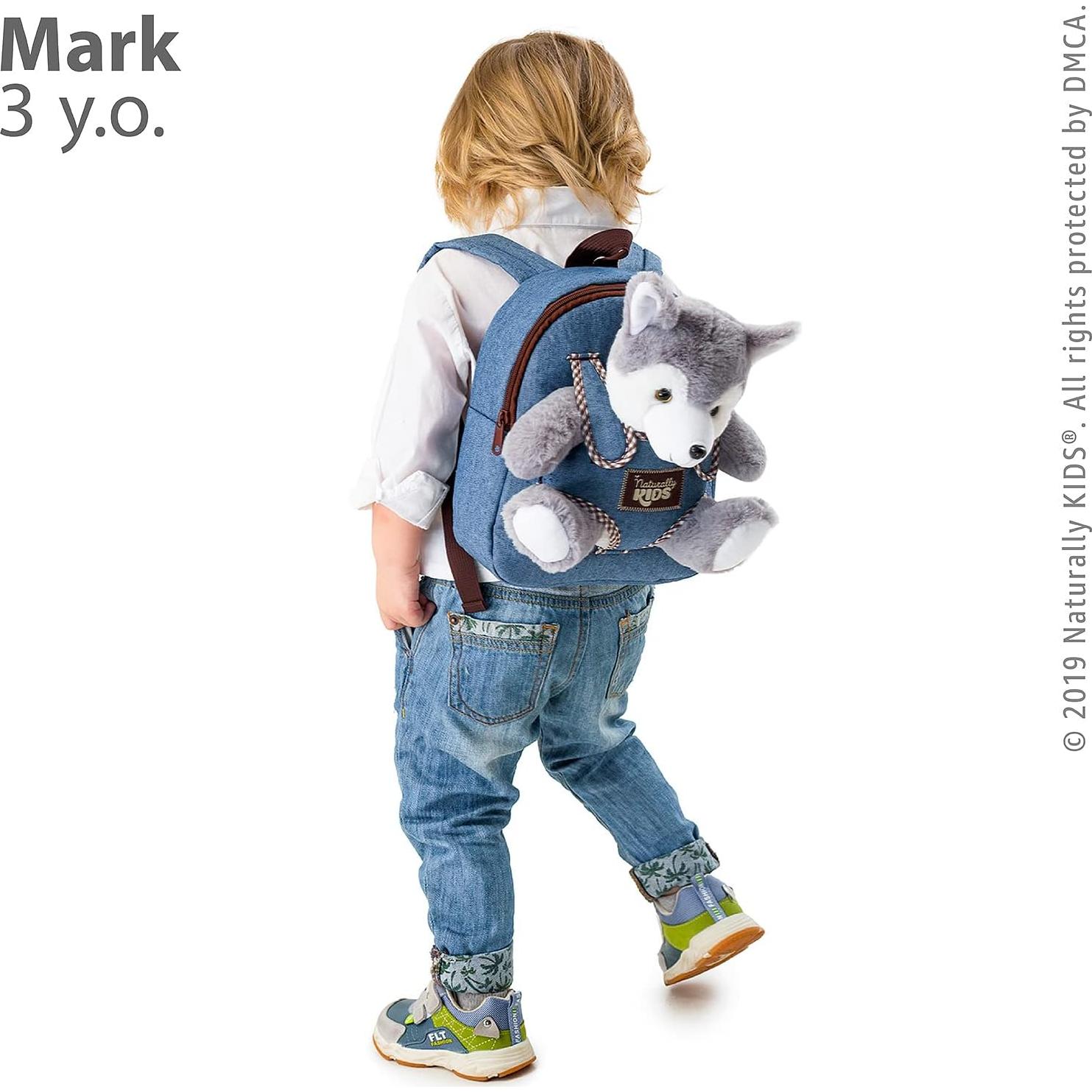 Mochila de Lobo Husky para Niños 2-5 Años 25x20x7 cm