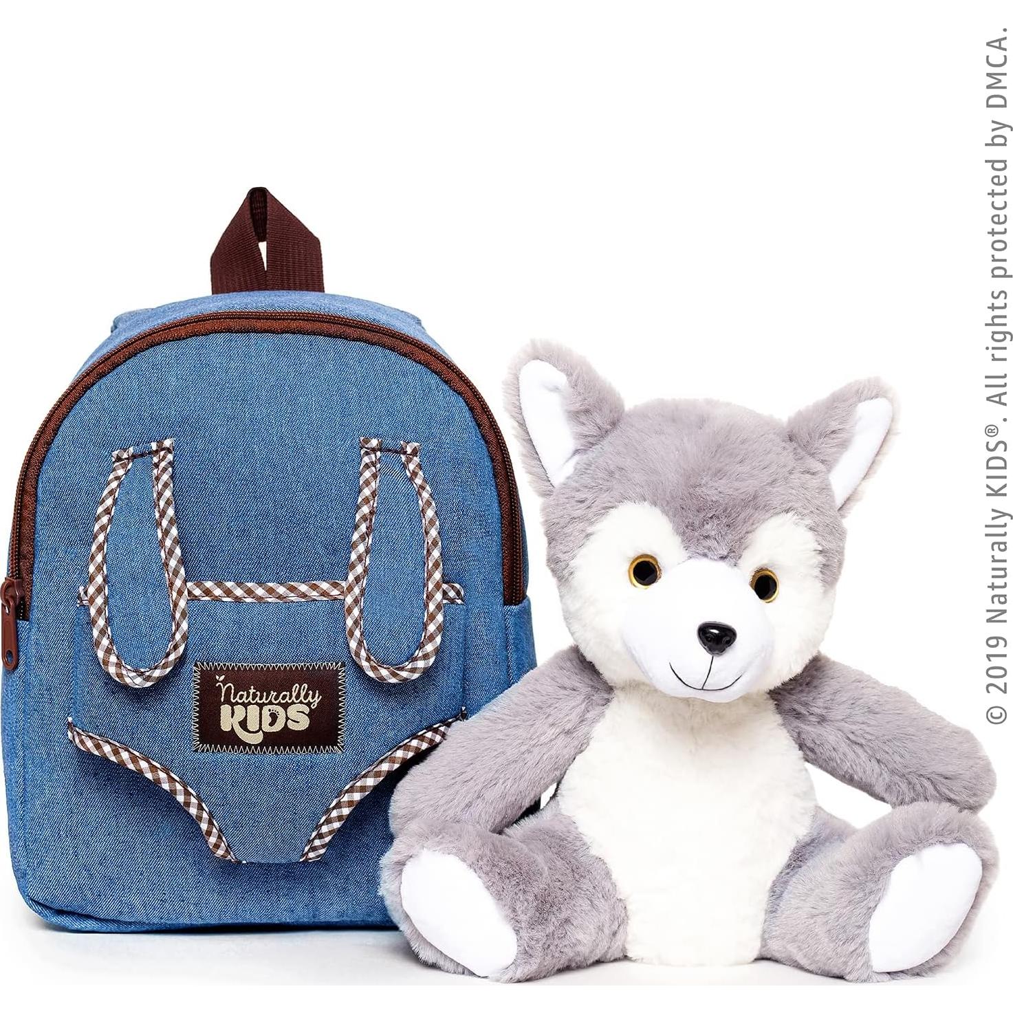 Mochila de Lobo Husky para Niños 2-5 Años 25x20x7 cm