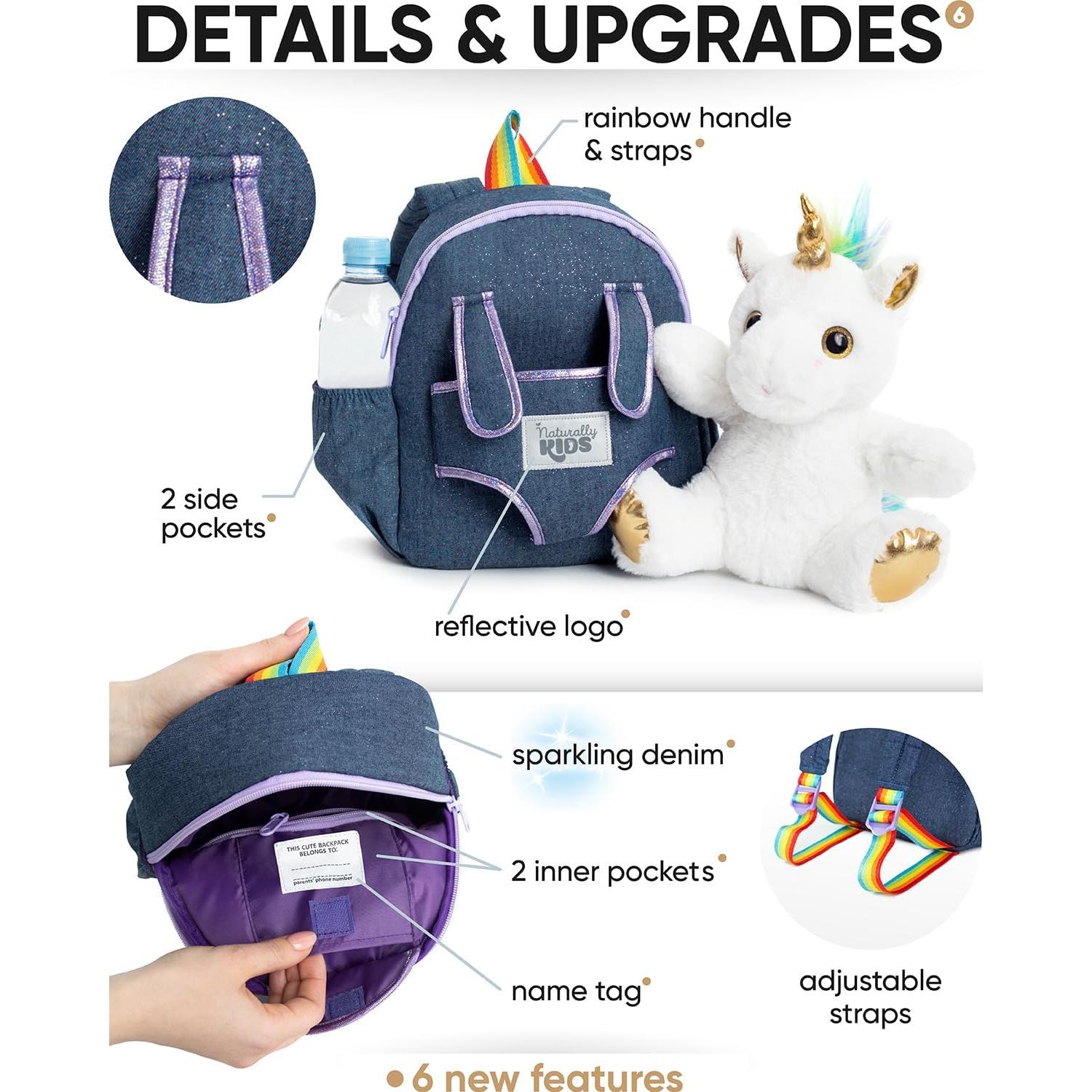 Mochila Unicornio Naturally KIDS 25,4x20,3 cm para Niñas