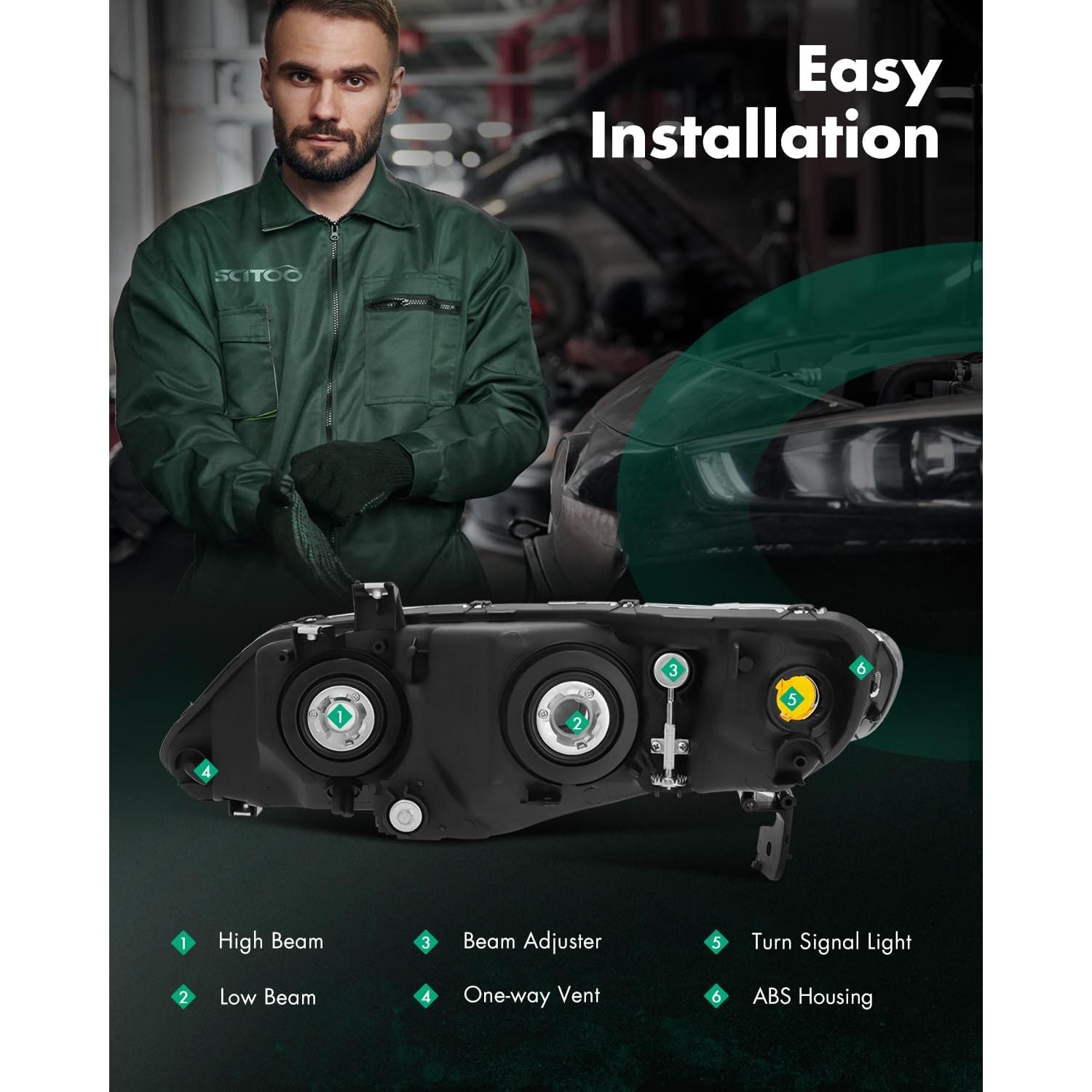 Faros SCITOO para Honda Civic Sedán 2006-2011 Cromados