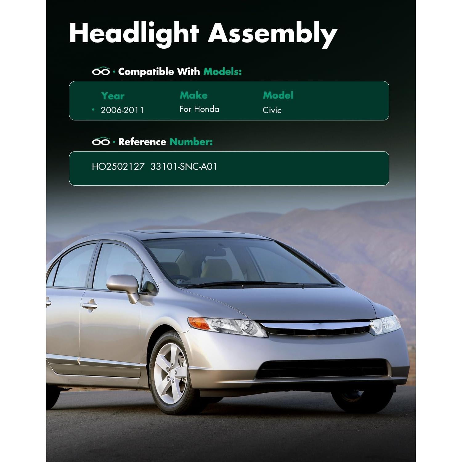 Faros SCITOO para Honda Civic Sedán 2006-2011 Cromados