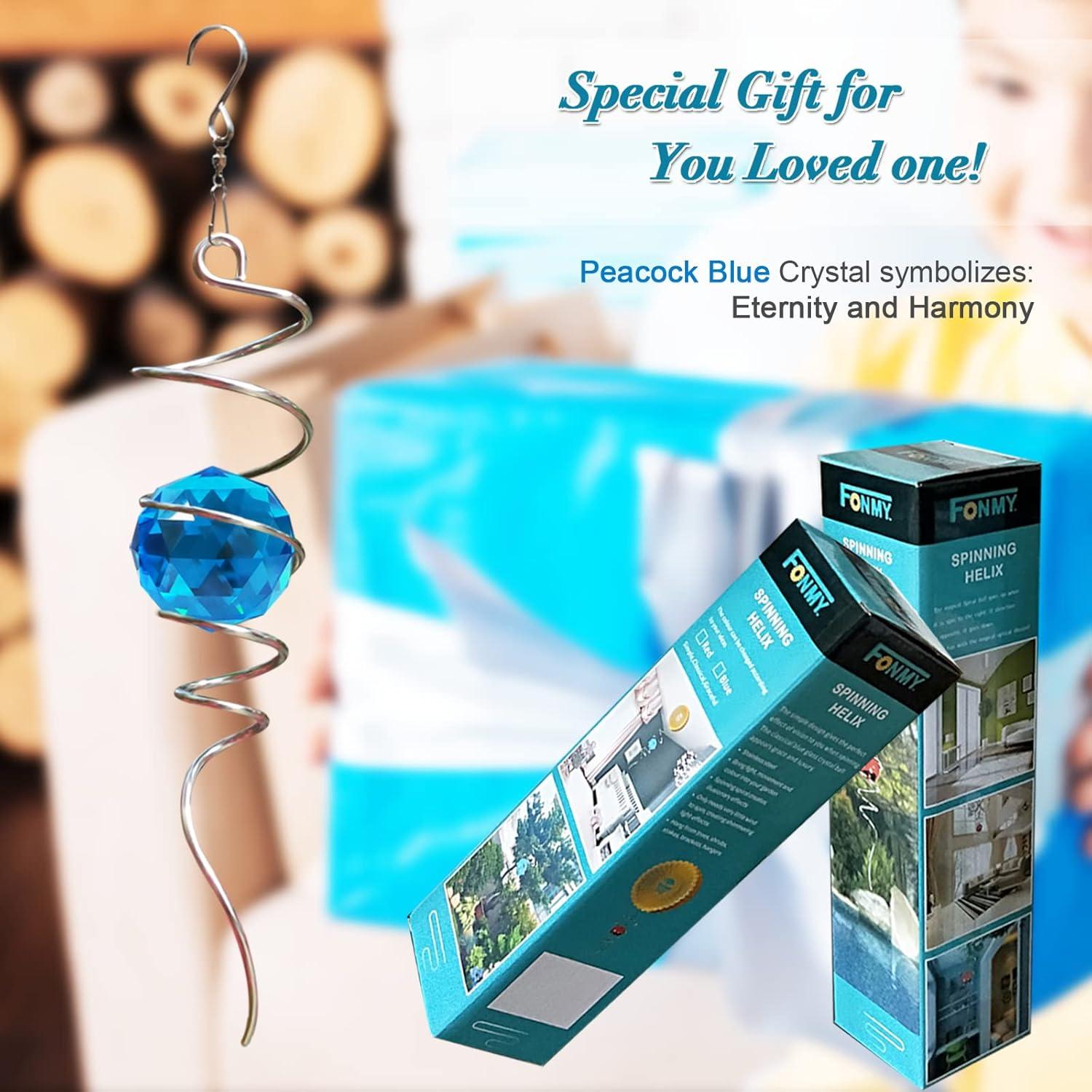 Fonmy Girador Decorativo de Viento con Cristal Azul 33 cm