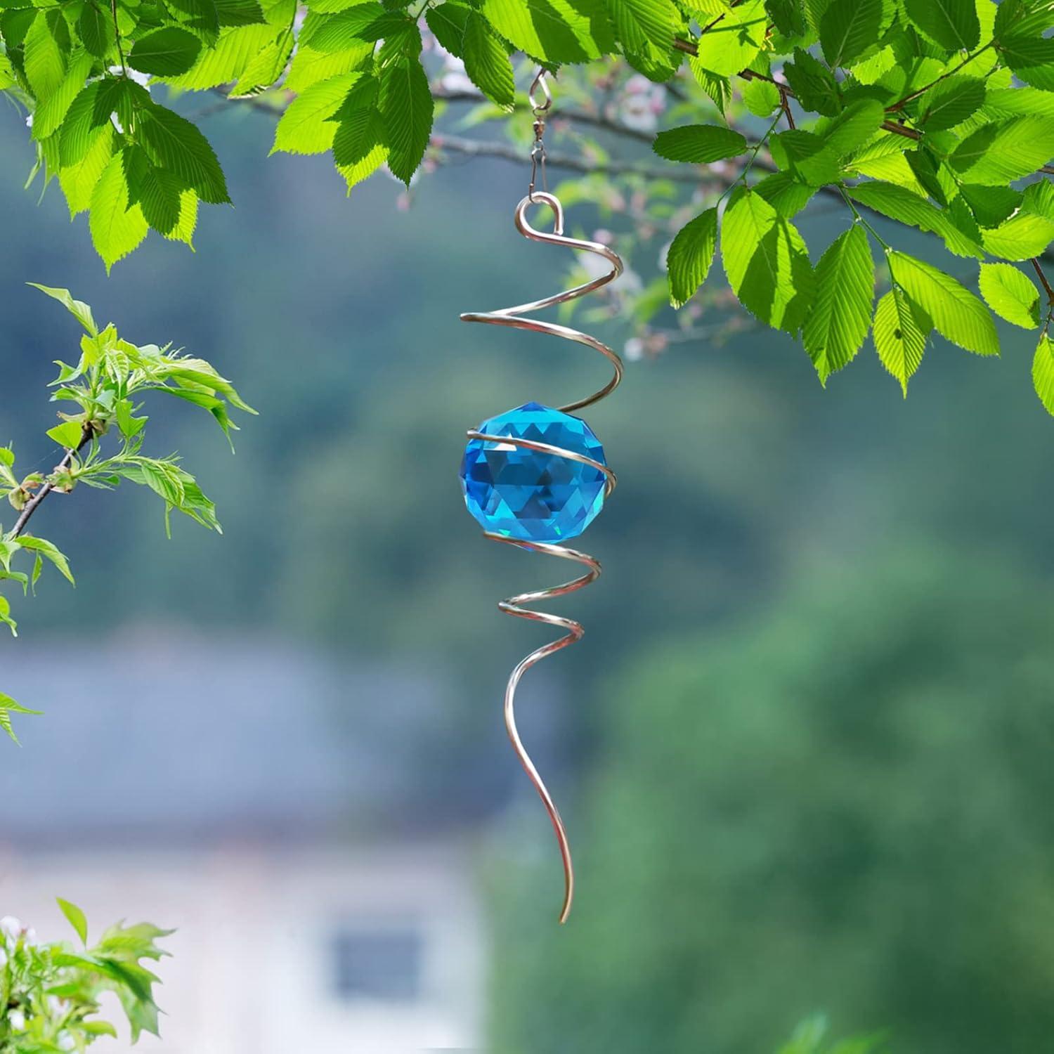 Fonmy Girador Decorativo de Viento con Cristal Azul 33 cm