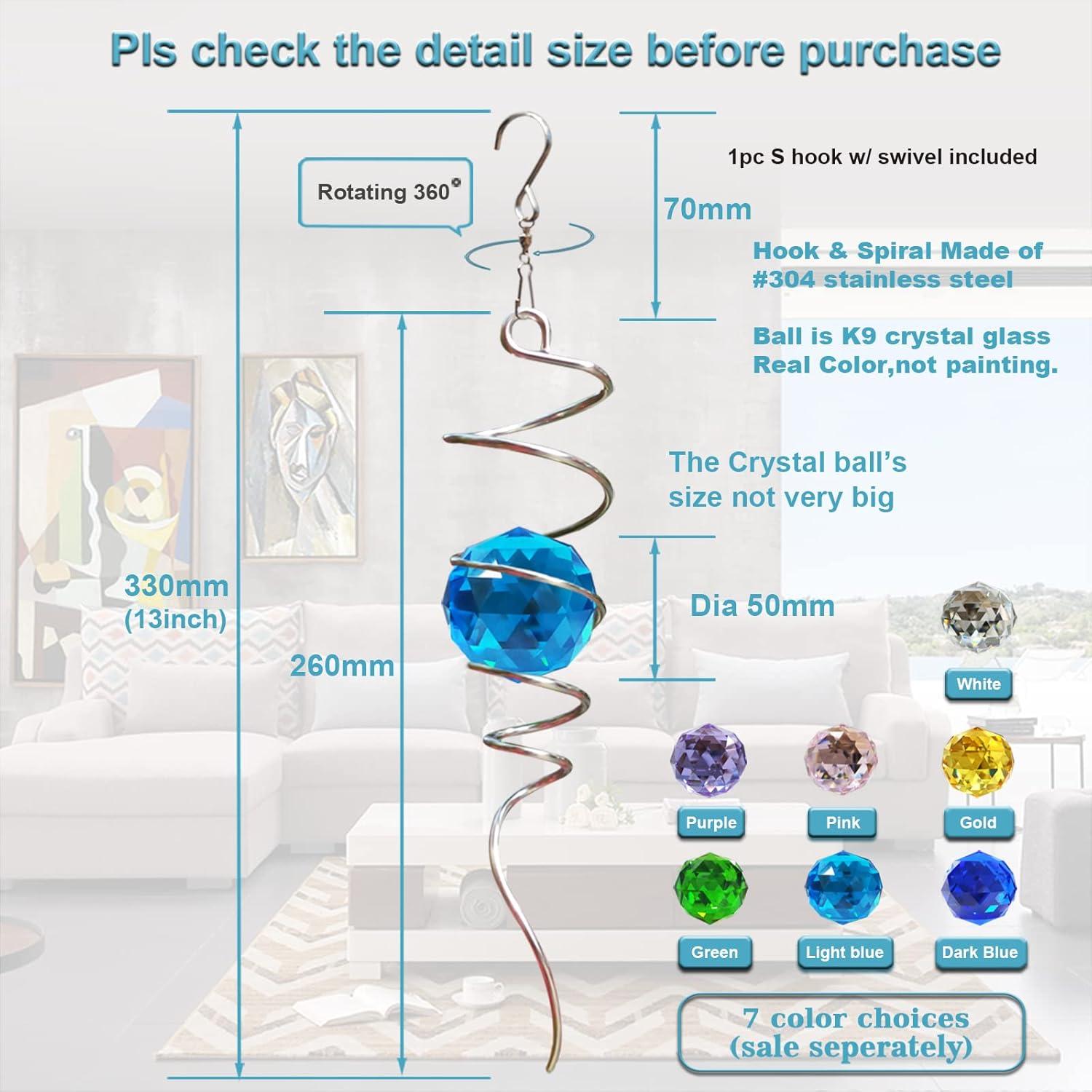 Fonmy Girador Decorativo de Viento con Cristal Azul 33 cm