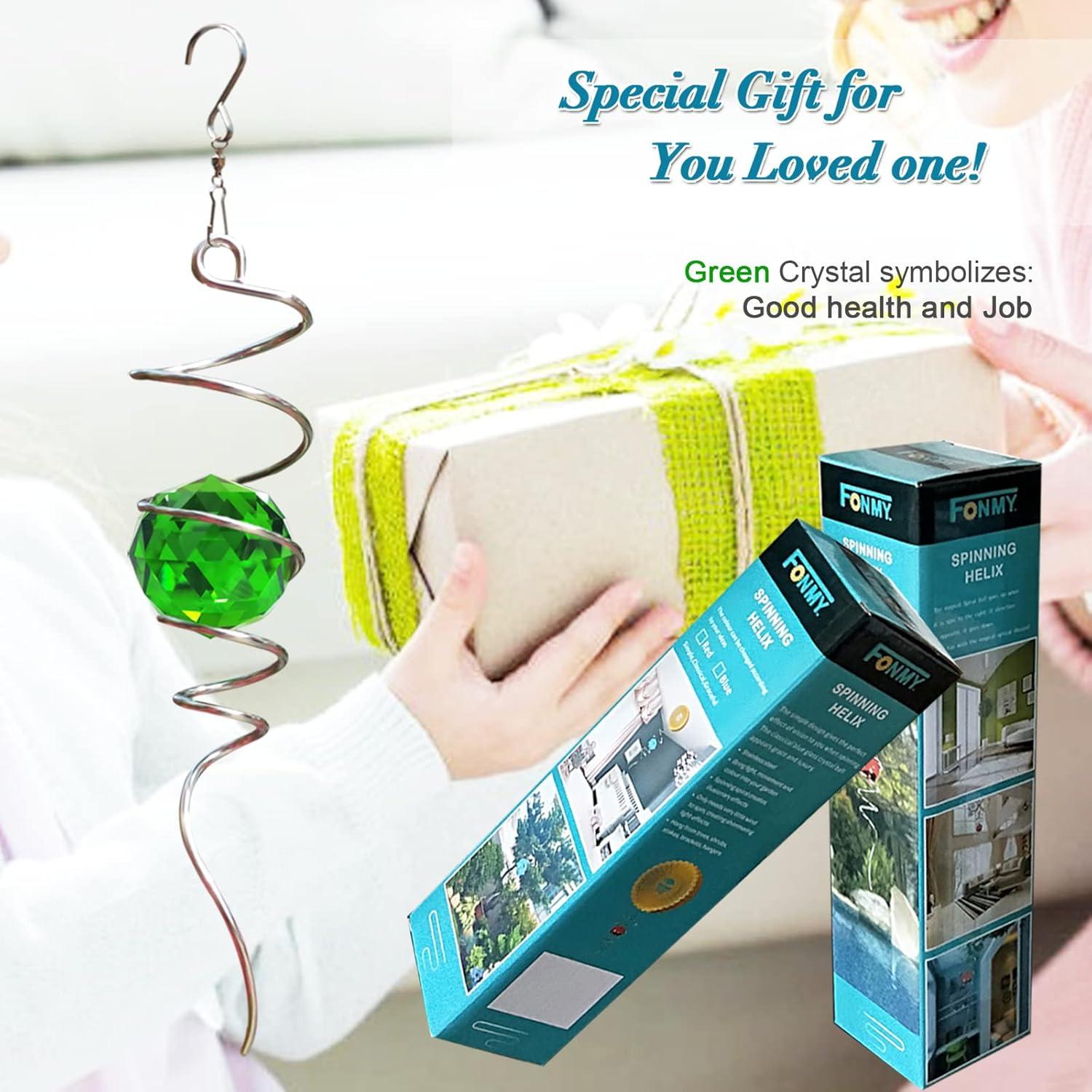 Fonmy Bola de Cristal Verde Espiral 33 cm Decoración Jardín