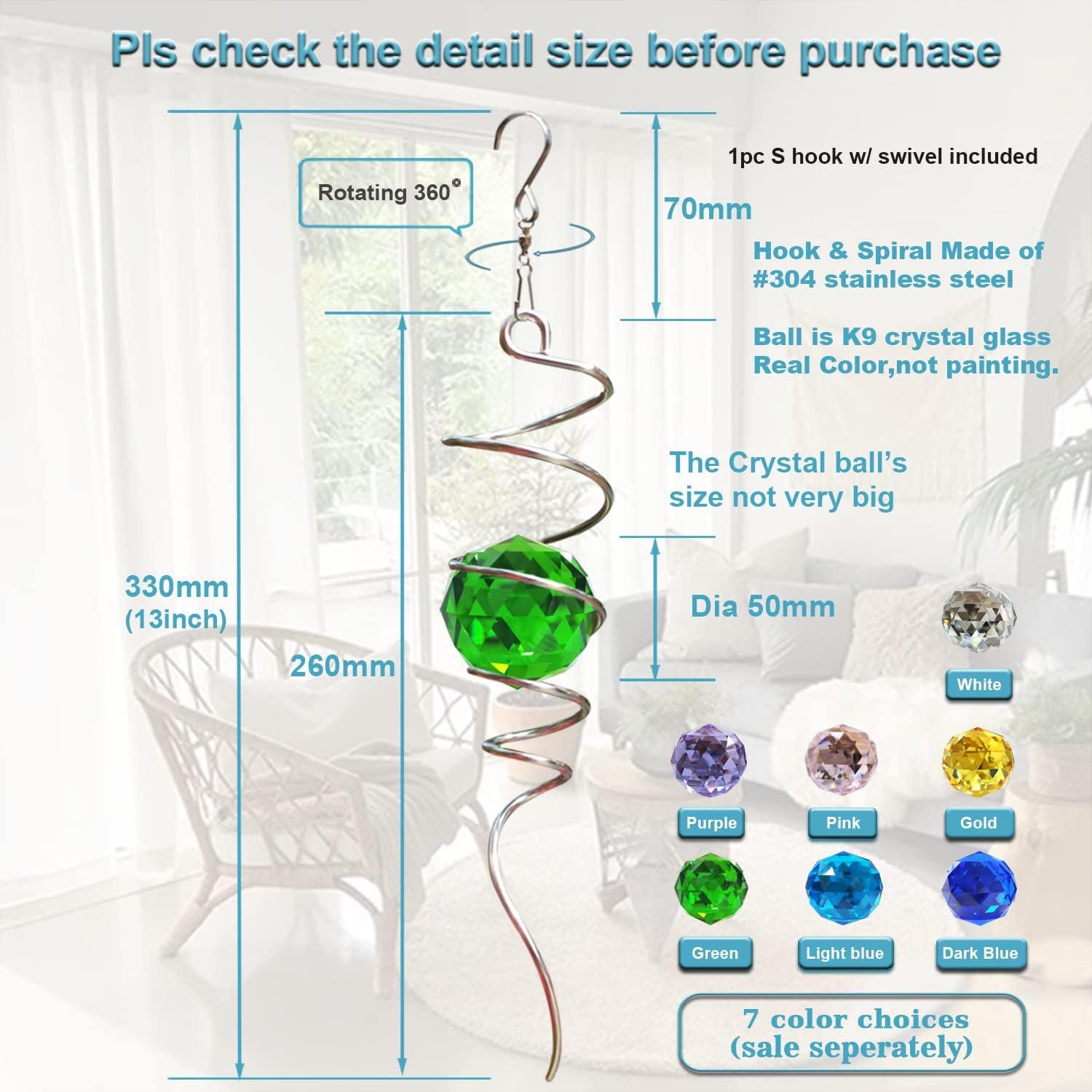 Fonmy Bola de Cristal Verde Espiral 33 cm Decoración Jardín