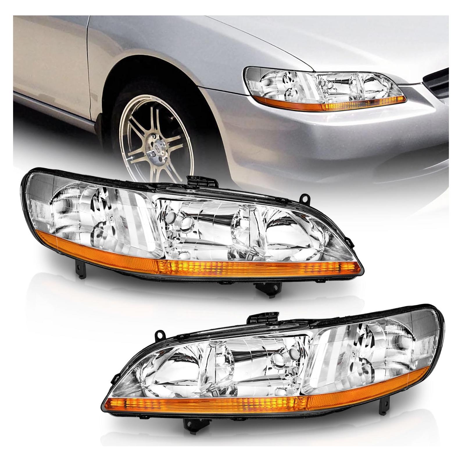 Faros WEELMOTO para Honda Accord 1998-2002, Carcasa Cromada