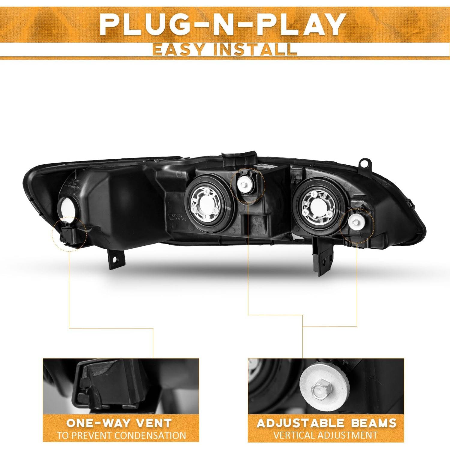 Faros WEELMOTO para Honda Accord 1998-2002, Carcasa Cromada