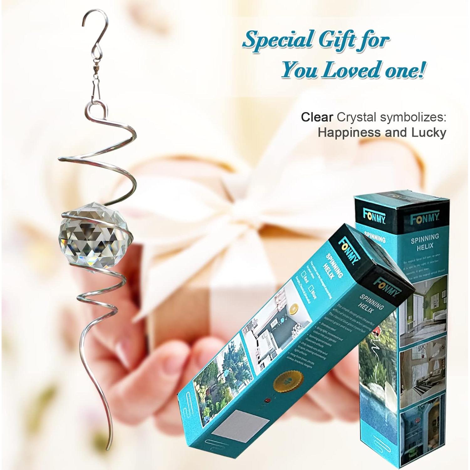 FONMY Girador Decorativo Espiral 33 cm con Orbe de Cristal