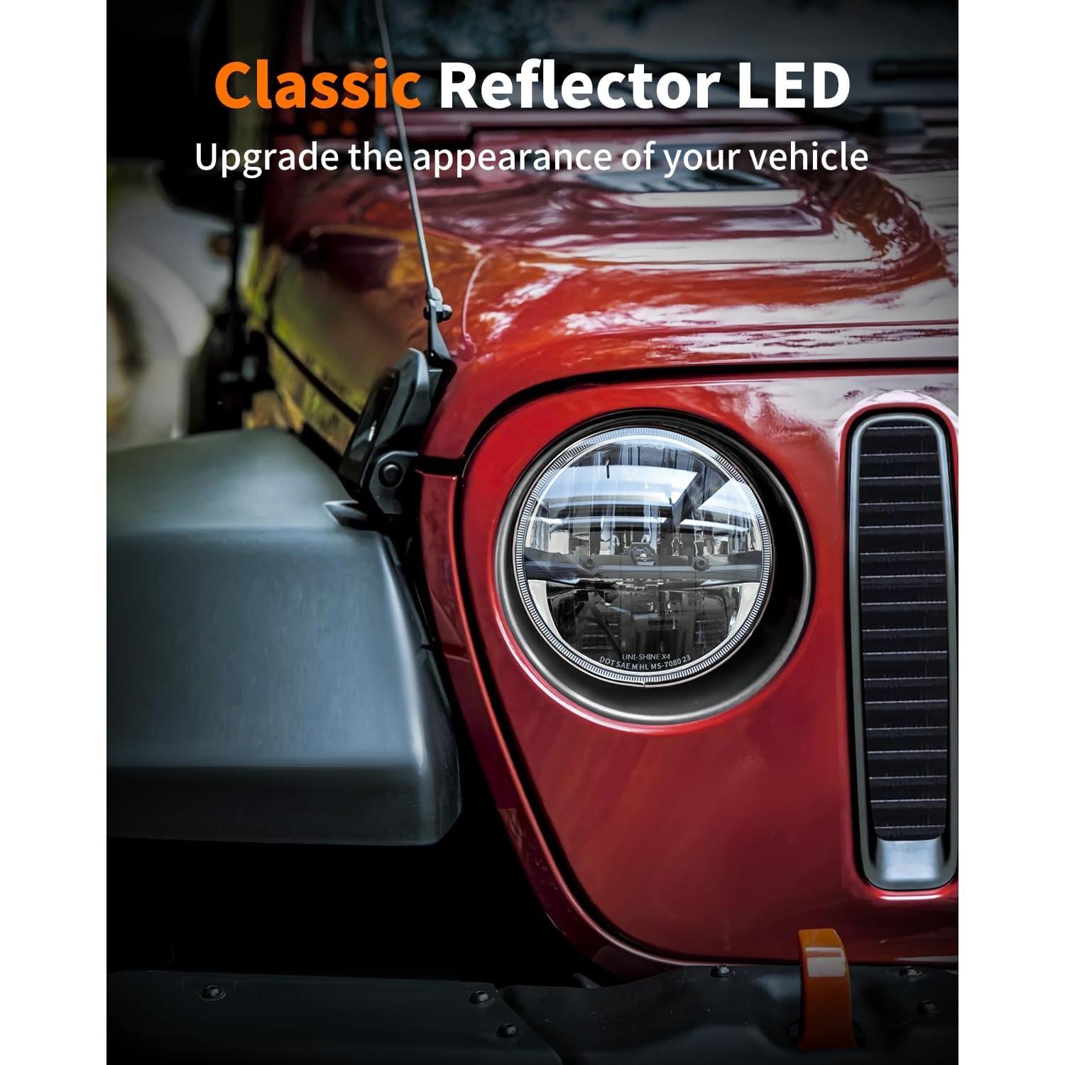 Faros LED 7" UNI-SHINE J004 para Jeep Wrangler y Chevy