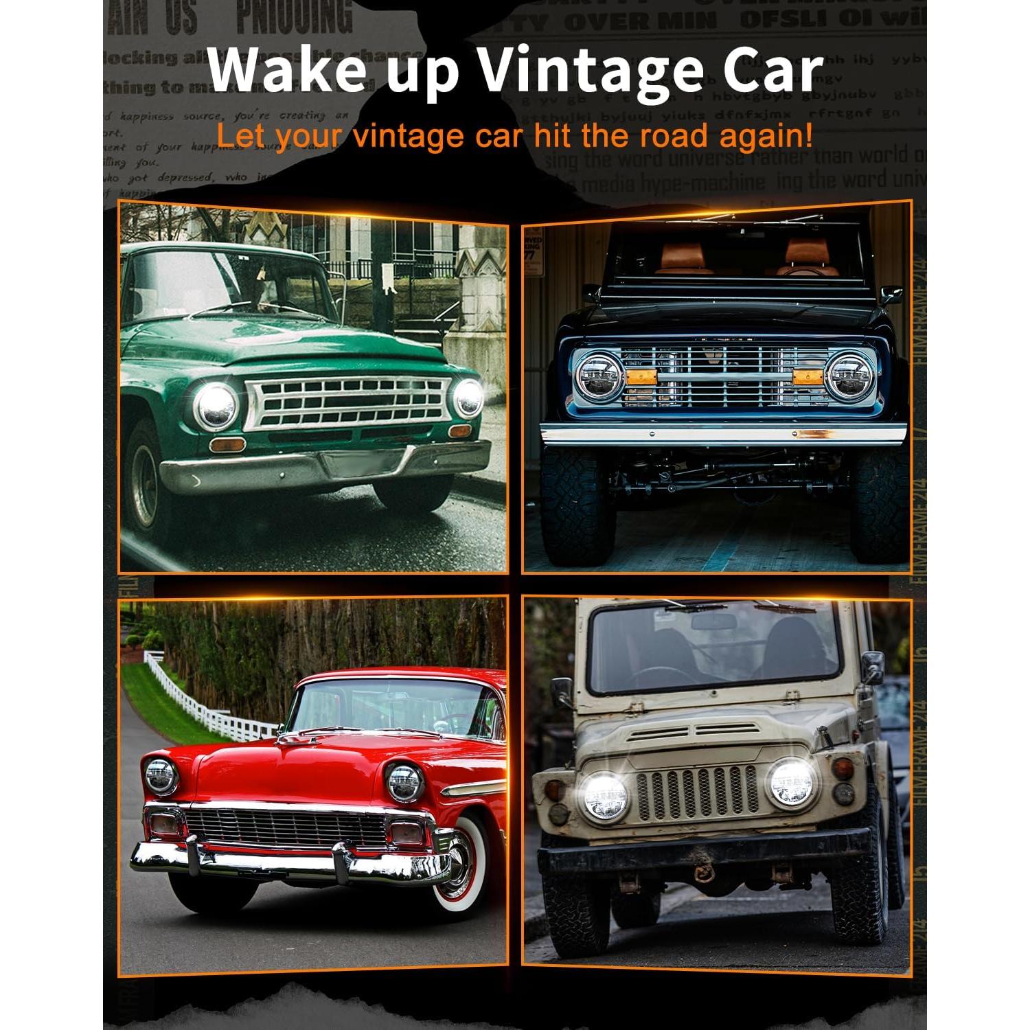 Faros LED 7" UNI-SHINE J004 para Jeep Wrangler y Chevy