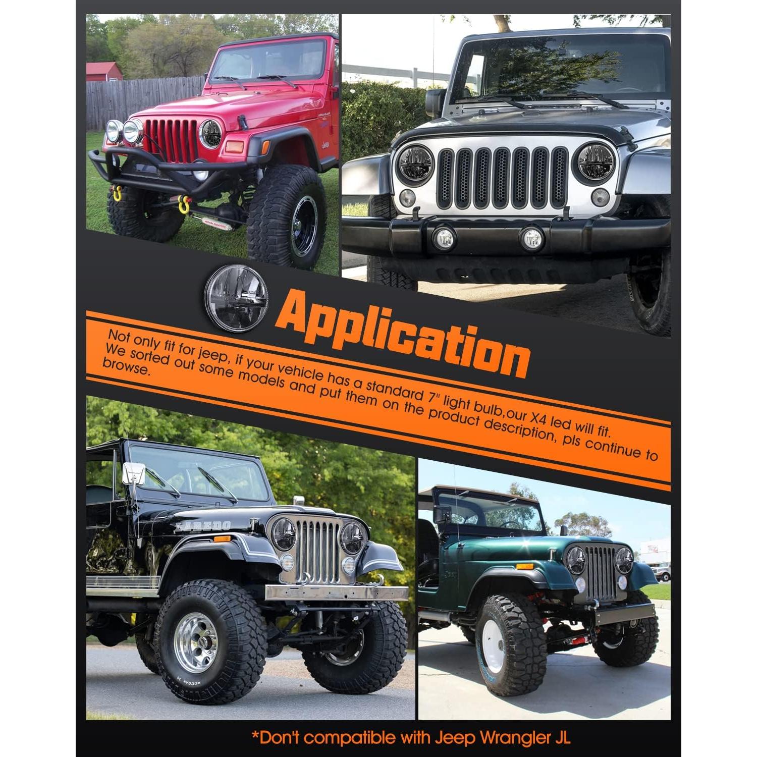 Faros LED 7" UNI-SHINE J004 para Jeep Wrangler y Chevy