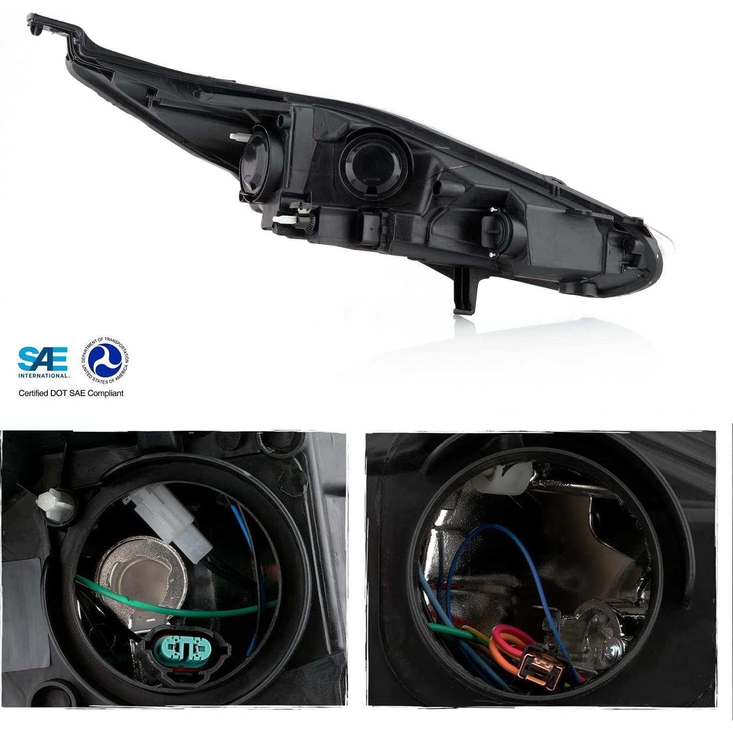 Faro Halógeno Negro Izquierdo AKKON para Ford Fiesta 2014-2018