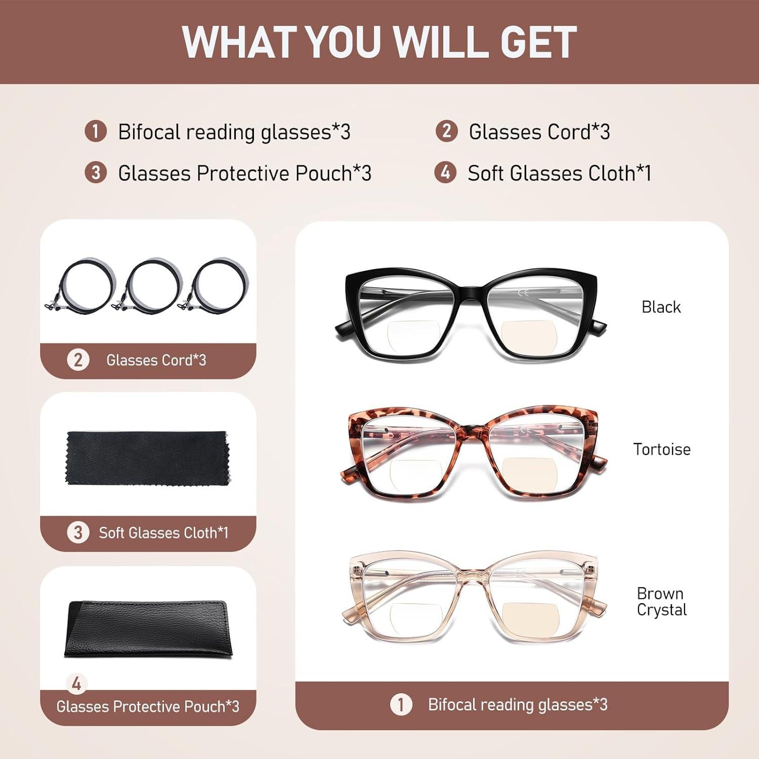 Gafas de lectura bifocales PUBOWT estilo gato con bloqueo luz azul