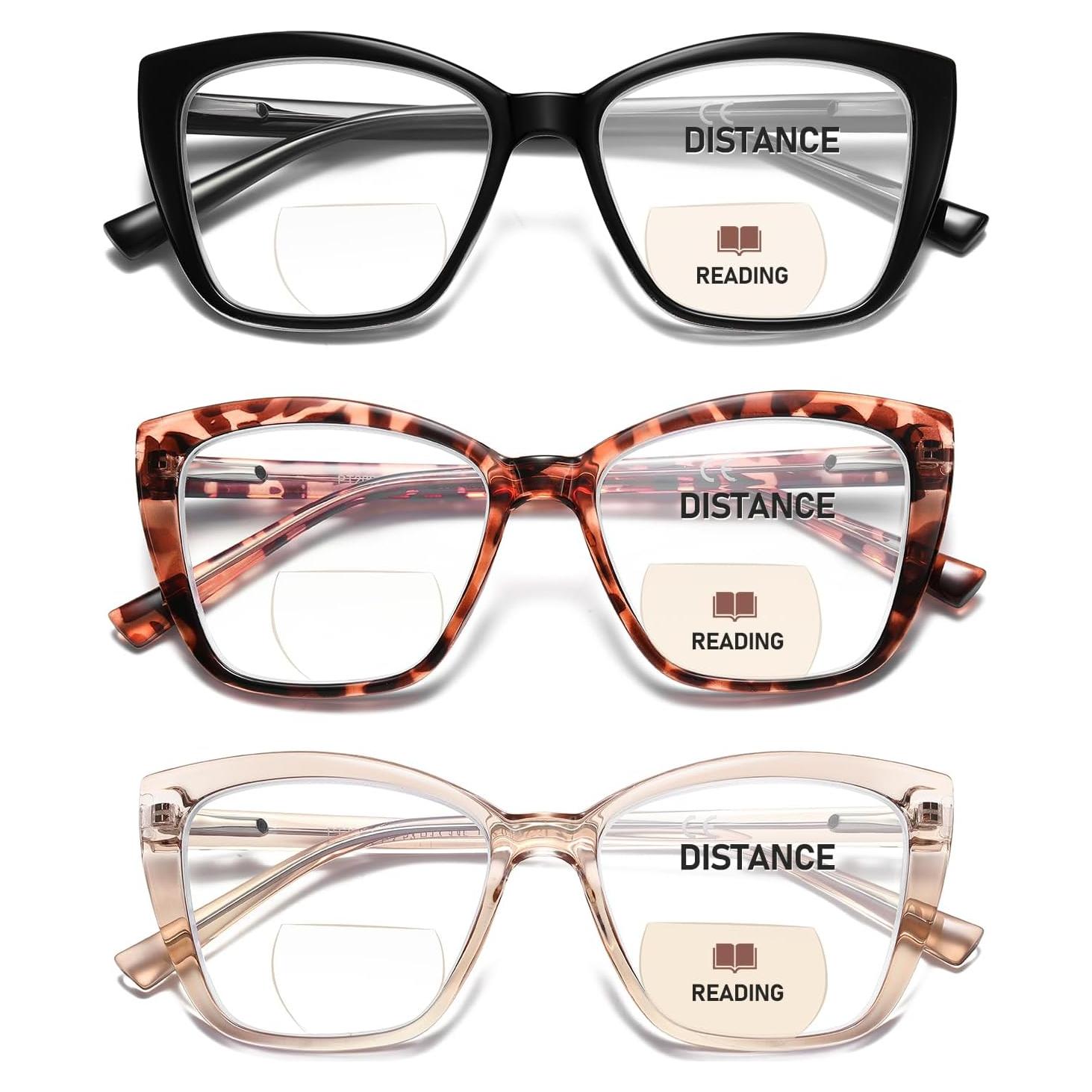 Gafas de lectura bifocales PUBOWT estilo gato con bloqueo luz azul