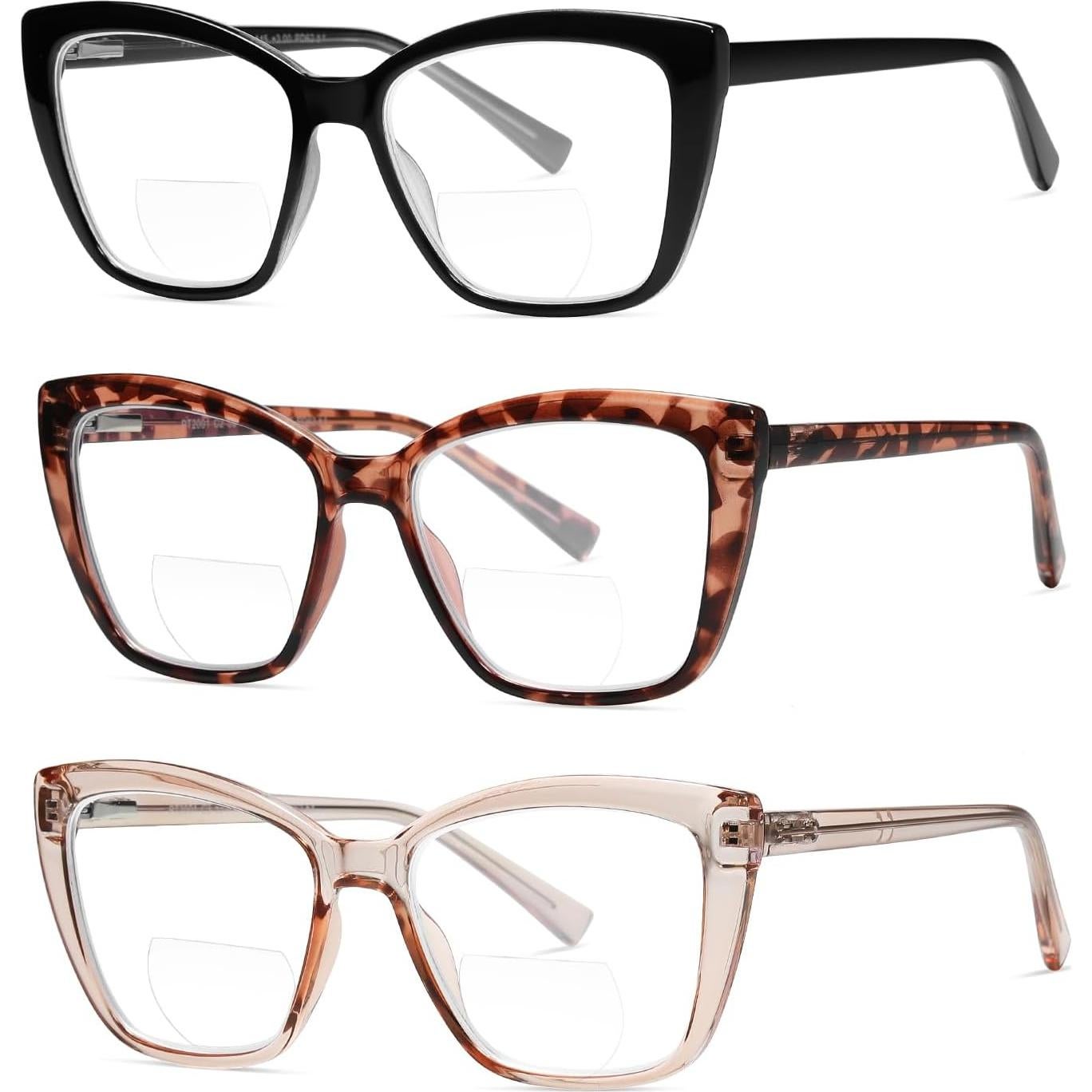 Gafas de lectura bifocales PUBOWT estilo gato con bloqueo luz azul