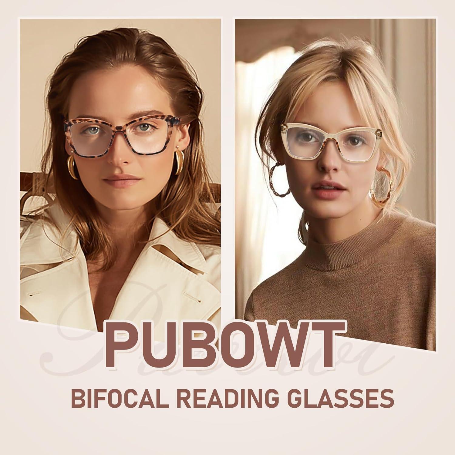 Gafas de lectura bifocales PUBOWT para mujeres con bloqueo luz azul