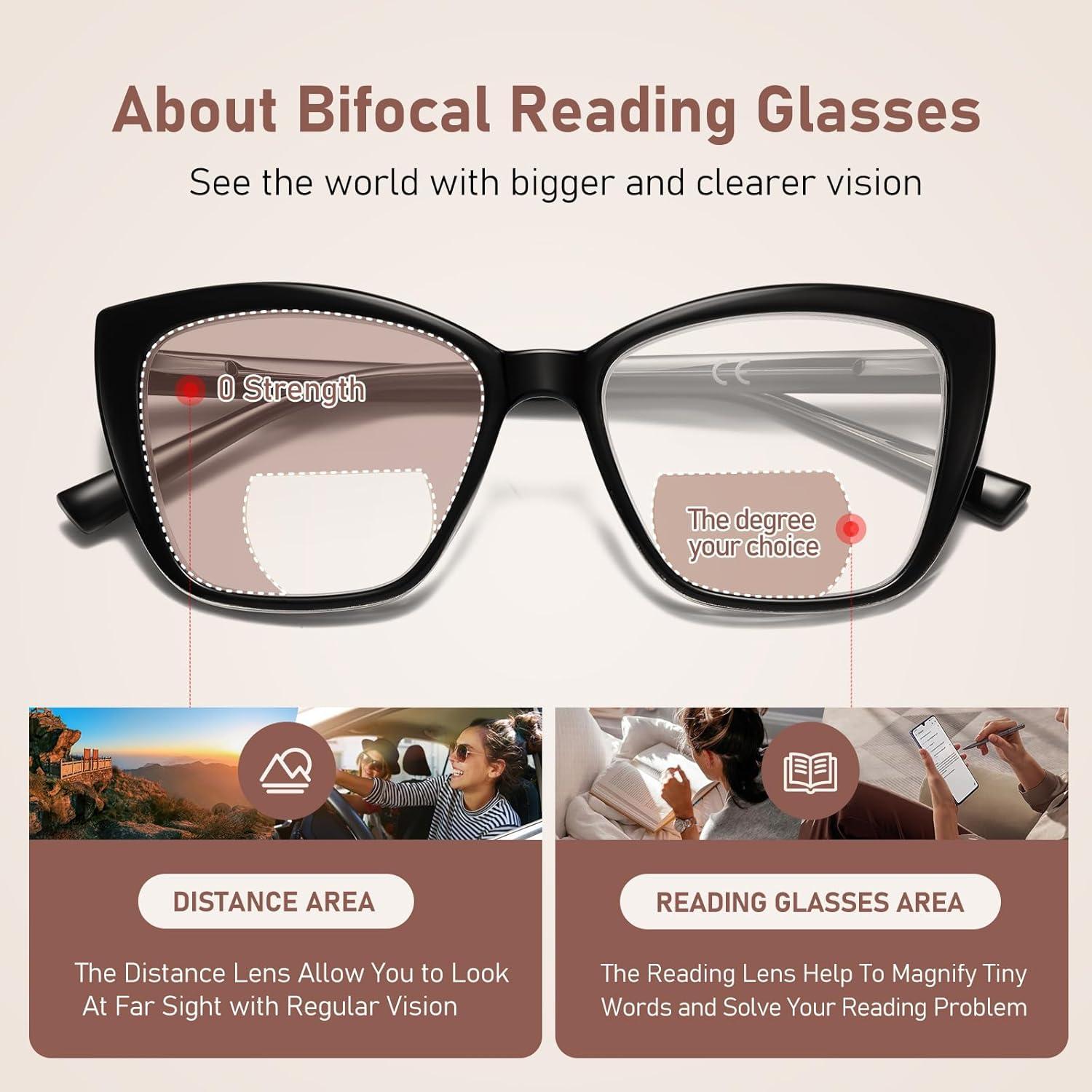 Gafas de lectura bifocales PUBOWT para mujeres con bloqueo luz azul