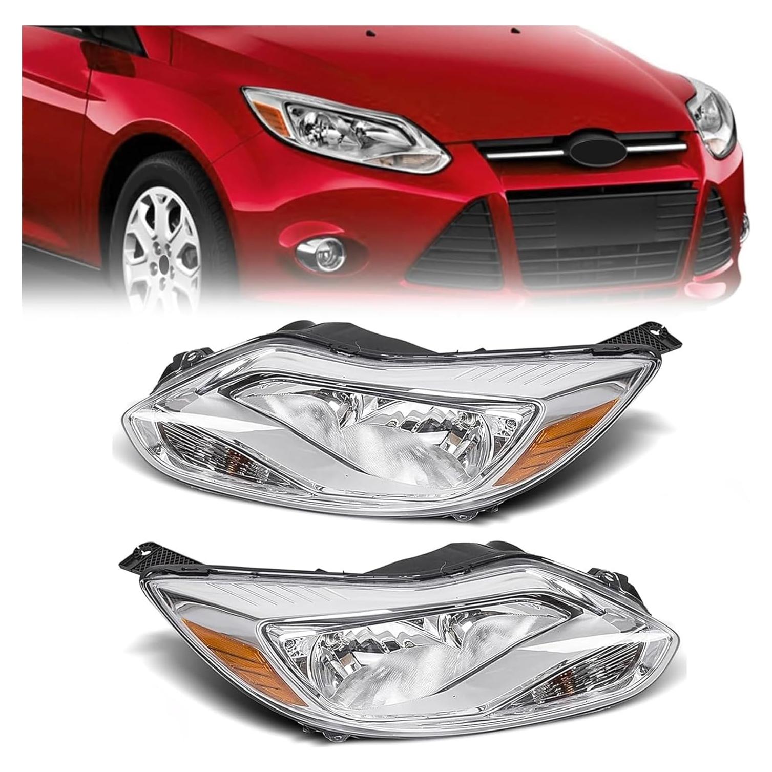 Faros HECASA para Ford Focus 2012-2014 Lente Clara Cromada